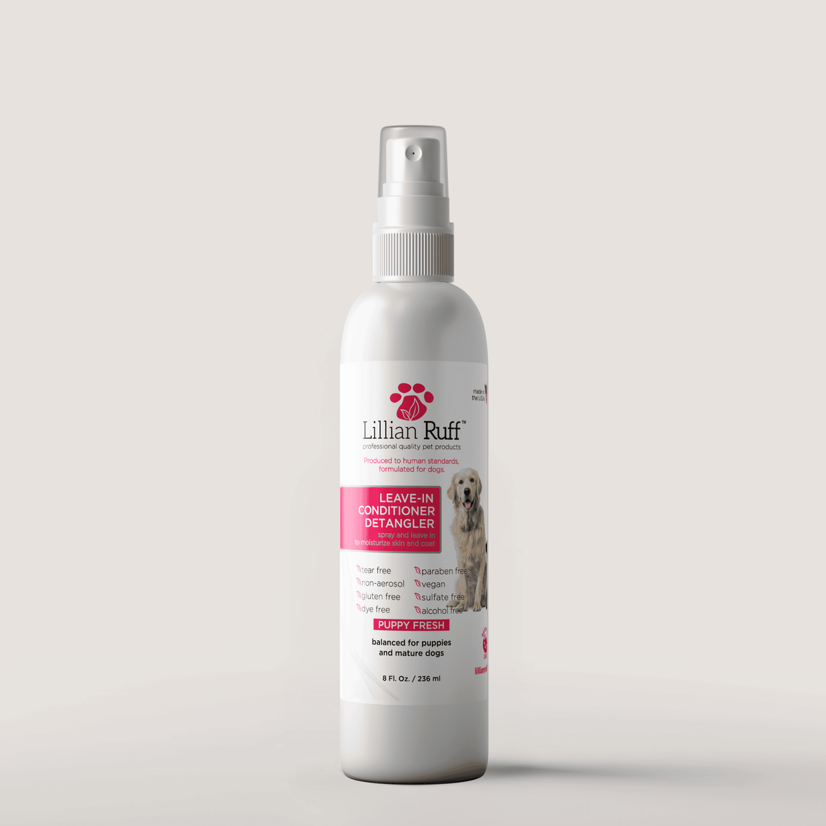 Lillian Ruff Waterless Shampoo & Detangler Set – Lavender Coconut No-Rinse Pet Grooming Kit