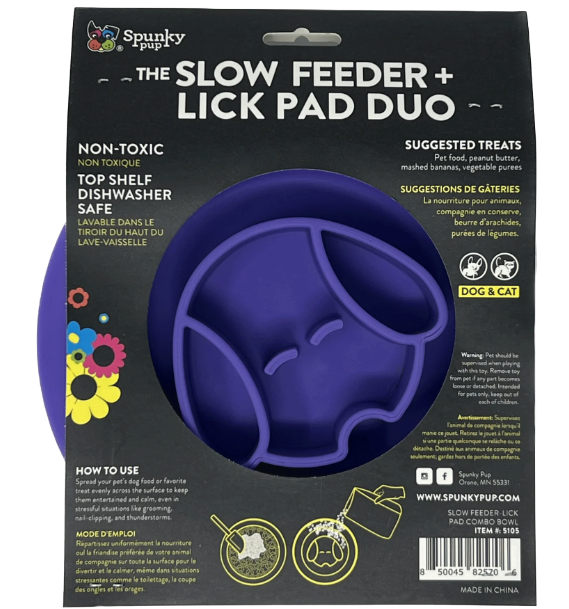 SPUNKY Pup Duo Slow Feeding Dog Bowl & Lick Pad Combo