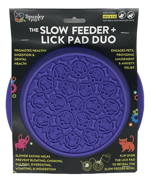 SPUNKY Pup Duo Slow Feeding Dog Bowl & Lick Pad Combo