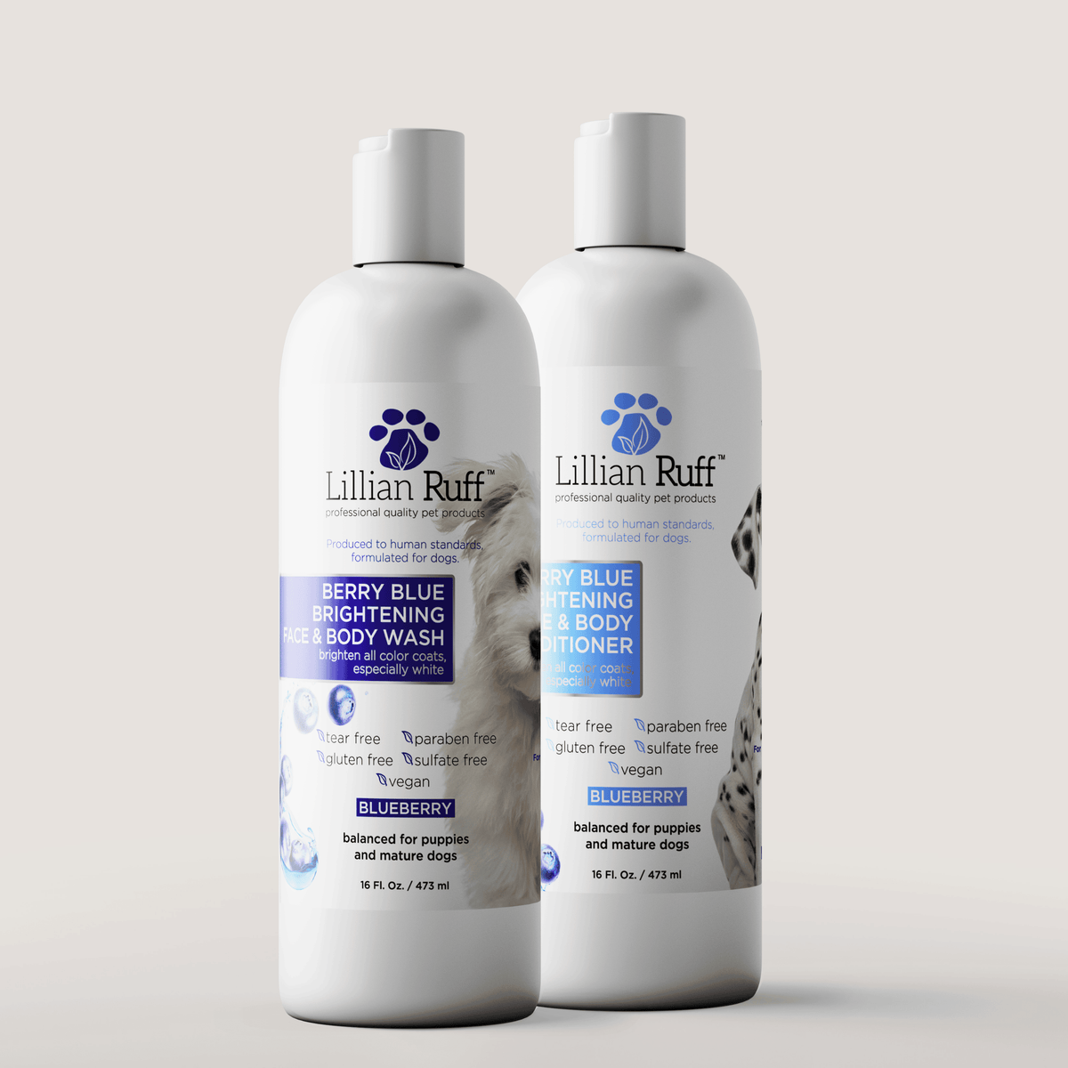 Lillian Ruff Berry Blue Brightening Dog Shampoo & Conditioner Set