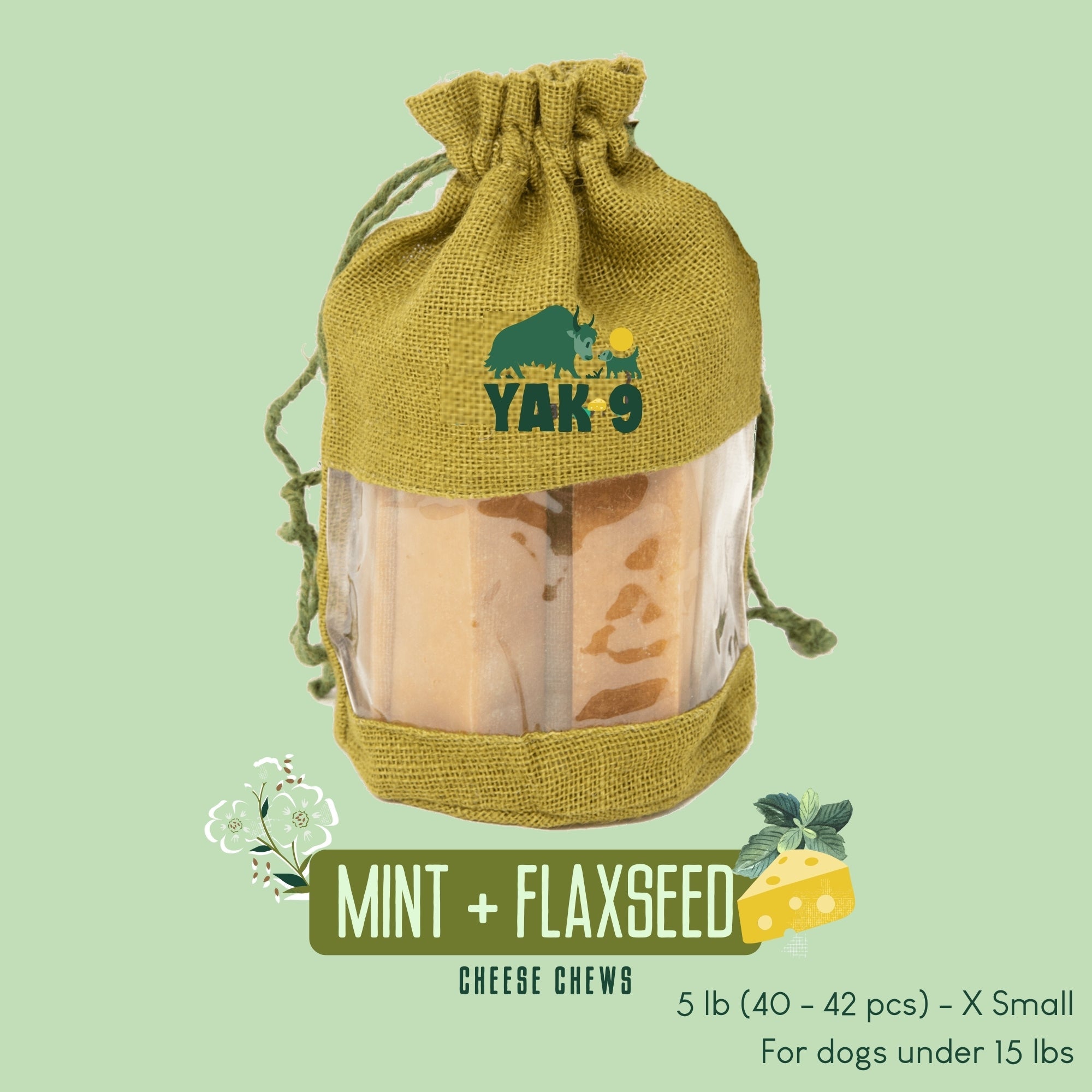 Yak9 Flaxseed & Mint Yak Cheese Dog Chews – Long-Lasting Natural Chews for Digestion & Fresh Breath