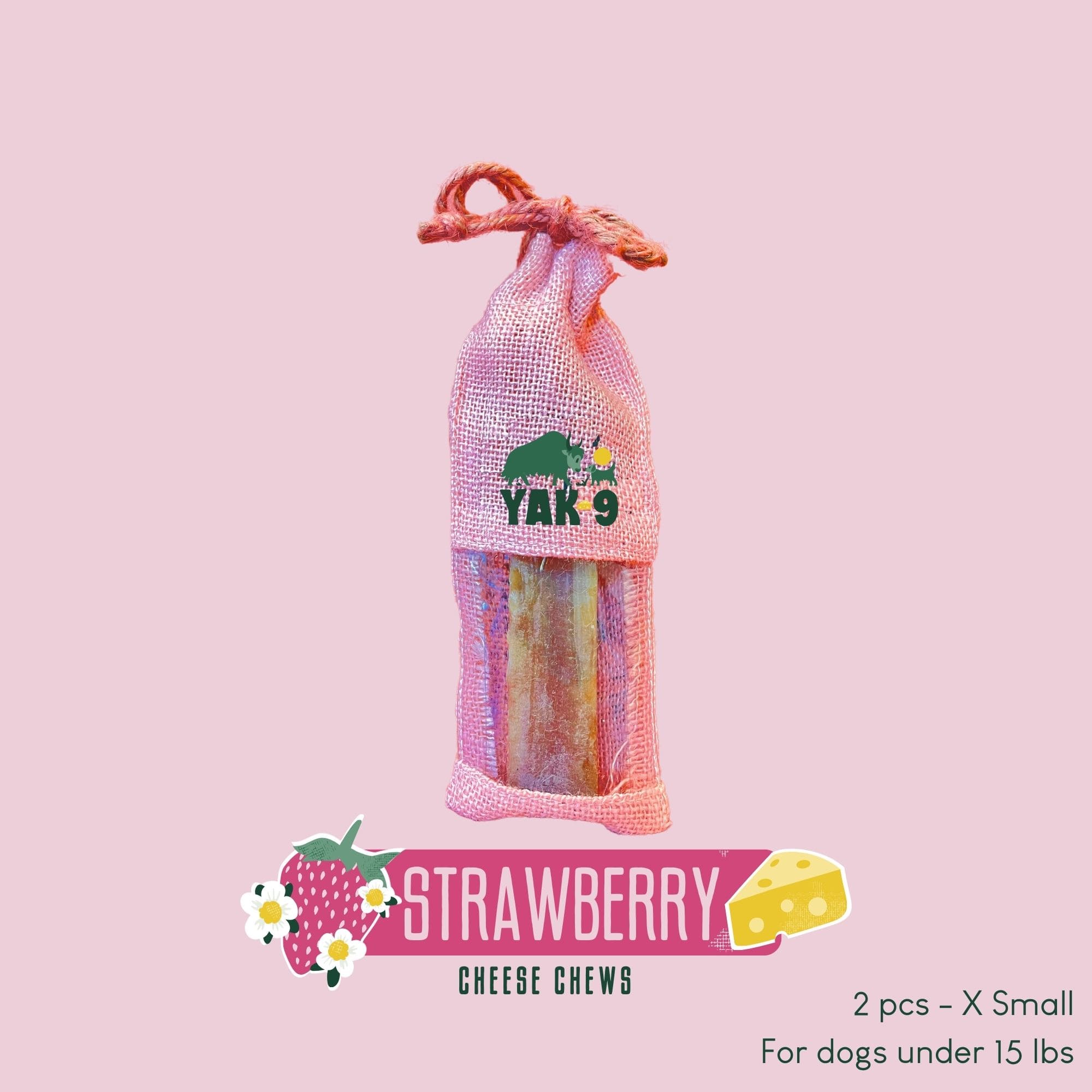 Yak9 Strawberry Yak Cheese Dog Chews – Long-Lasting Natural Chews for Immune & Skin Health