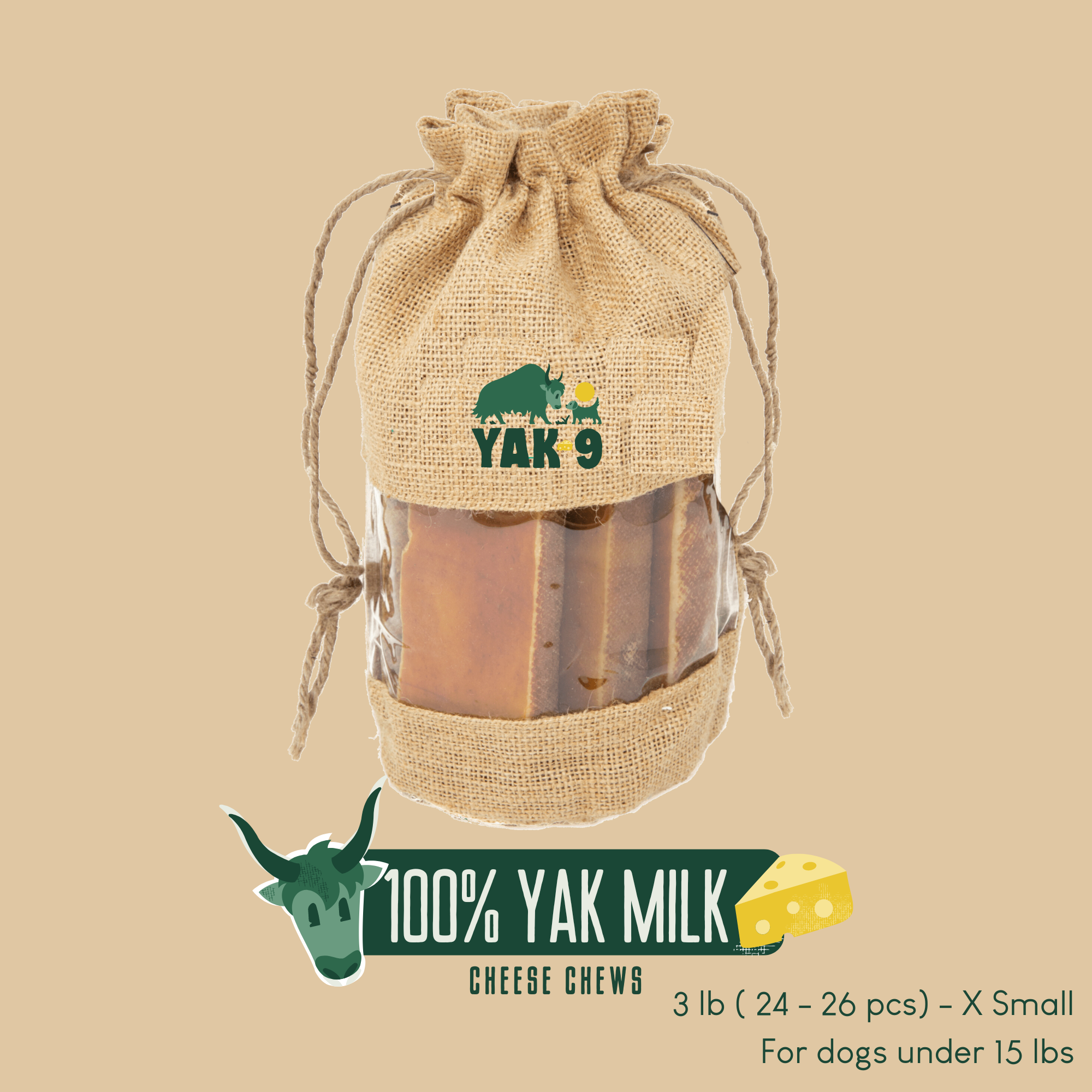 Yak9 Himalayan 100% Yak Cheese Dog Chews – Long-Lasting Natural Chews for Dental Health