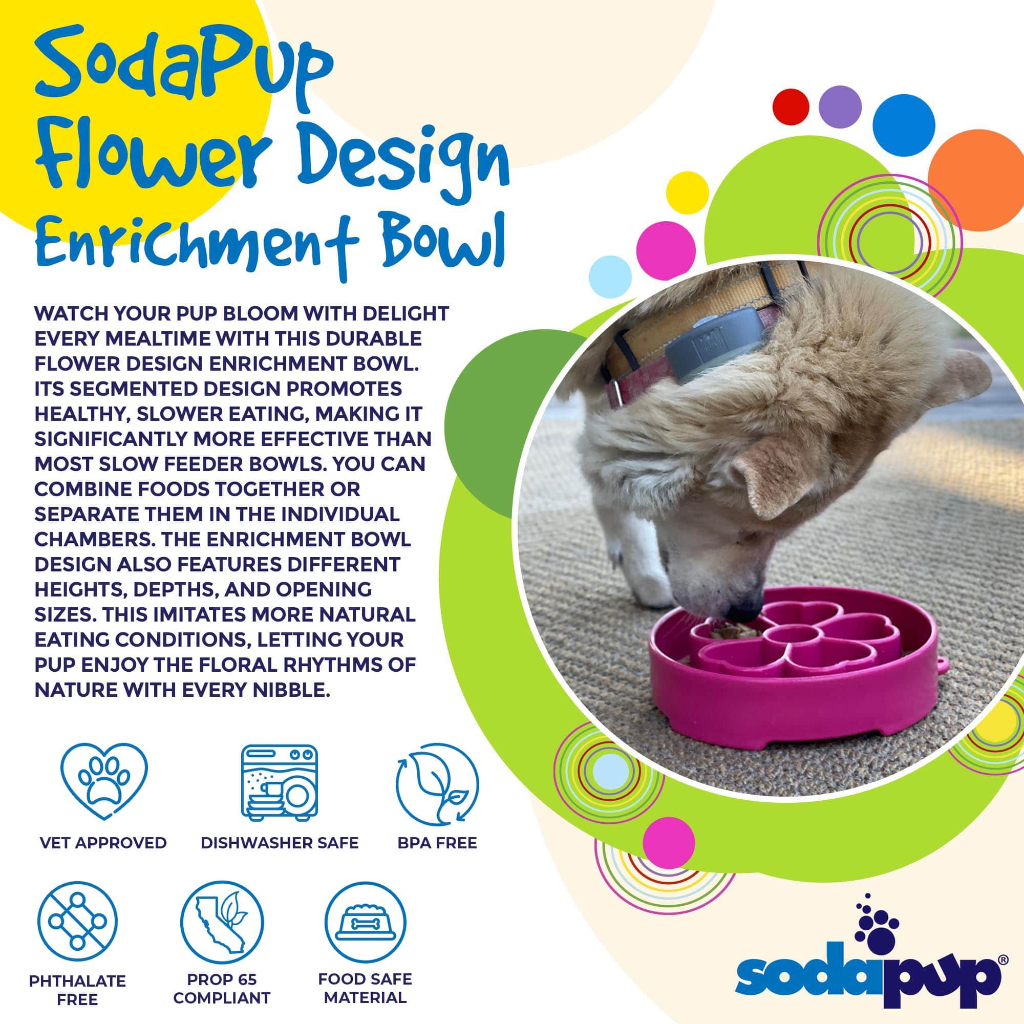 Flower Design eBowl – Slow Feeder Dog Bowl for Healthier Eating