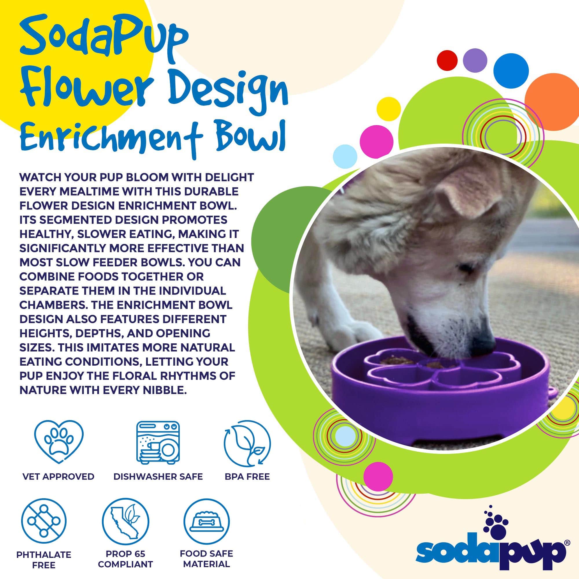 Flower Design eBowl – Slow Feeder Dog Bowl for Healthier Eating