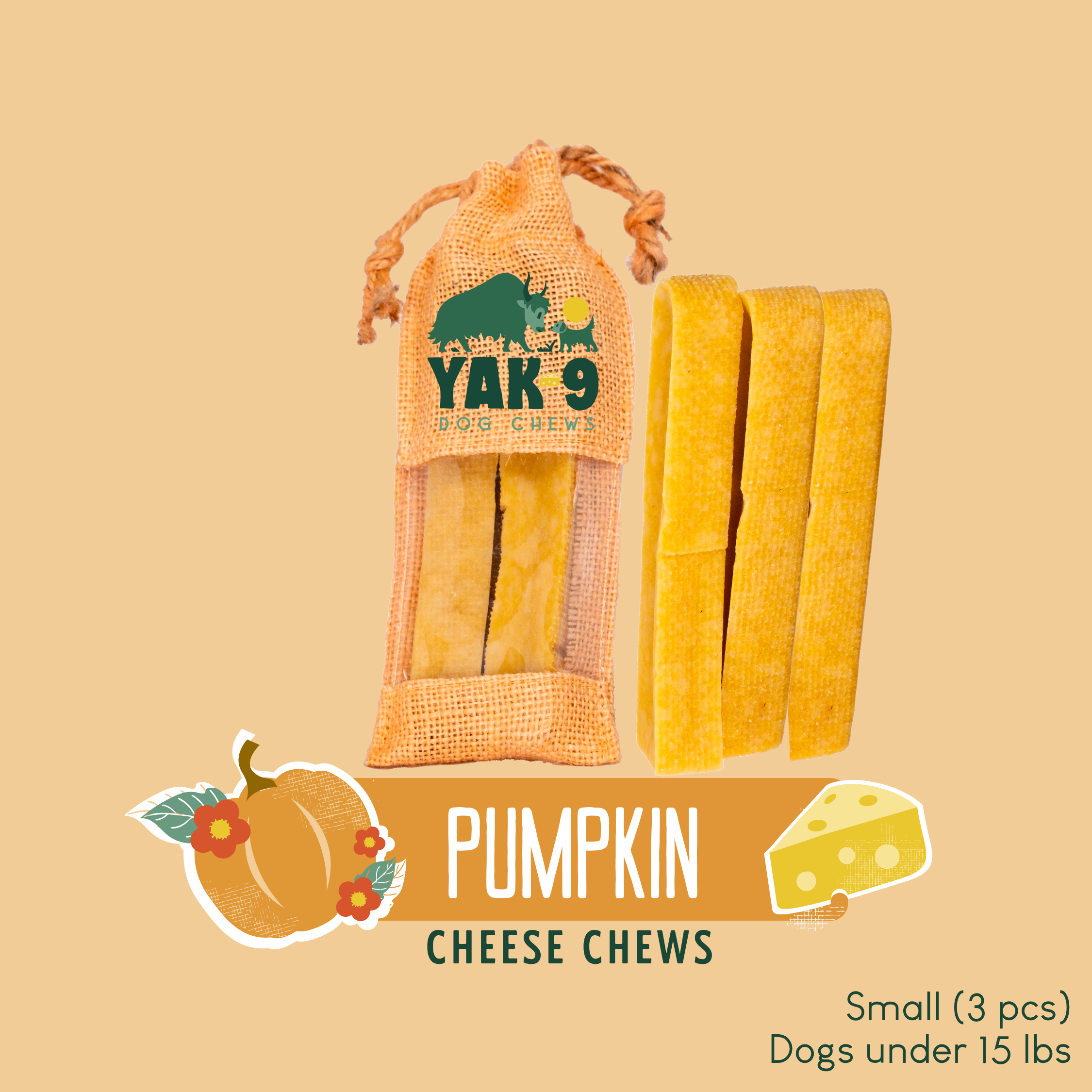 Yak9 Pumpkin Yay Yak Cheese Dog Chew – Long-Lasting Himalayan Yak Milk Chew with Organic Pumpkin