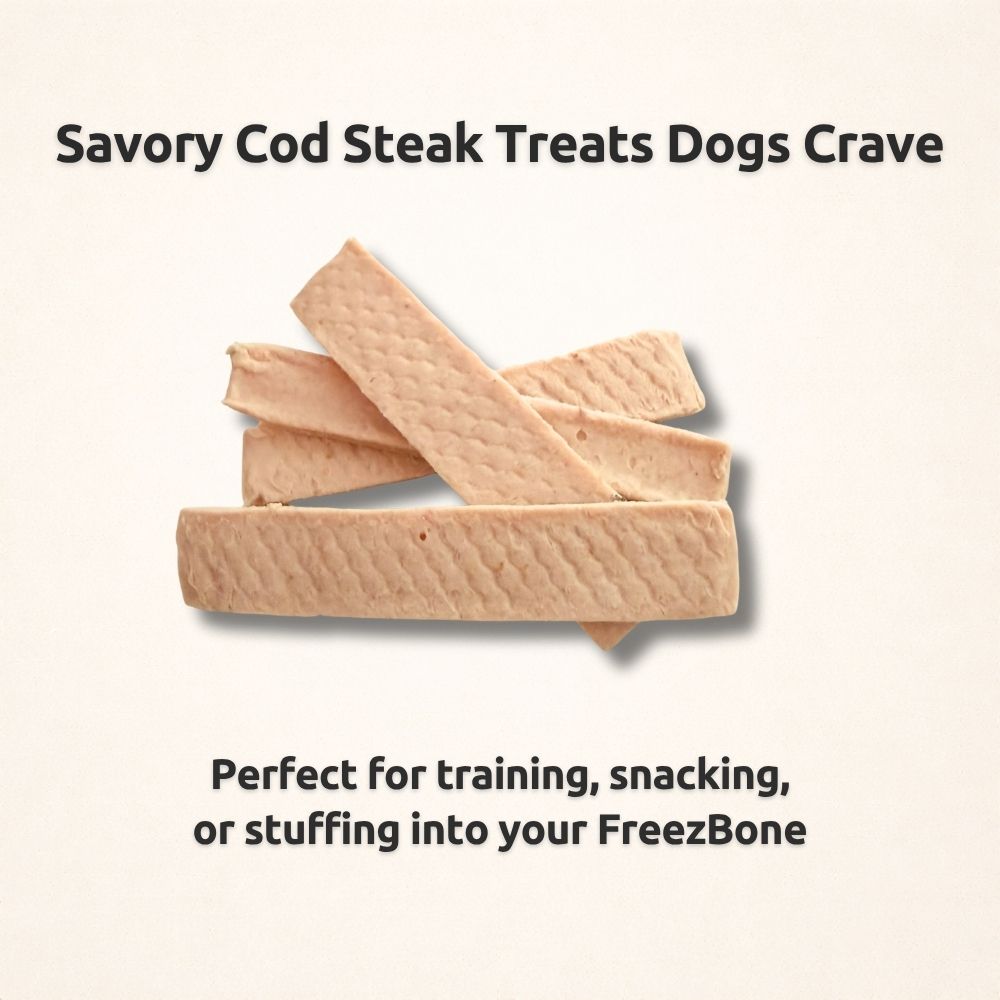 FreezBone Cod Dog Treats – High-Protein Soft Training Treats Made with Real Cod (Value Size 8 oz)