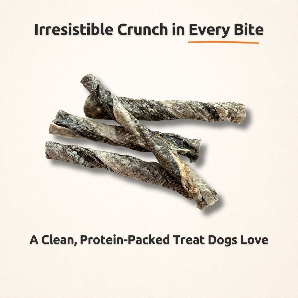 FreezeBone Cod Skin Dog Treats – Single Ingredient Omega-3 Rich Fish Chews(Value Size 8 oz)