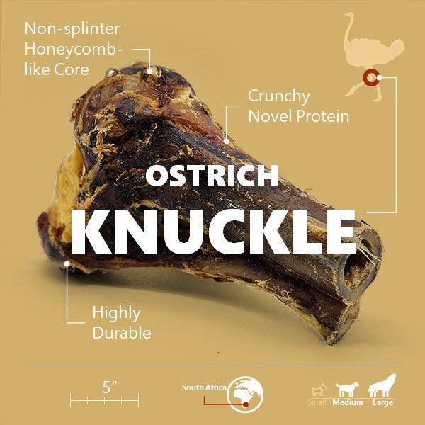 Savannah Ostrich Large Knuckle Dog Chew (5.5" x 5") Long-Lasting Natural Hypoallergenic Dog Treat