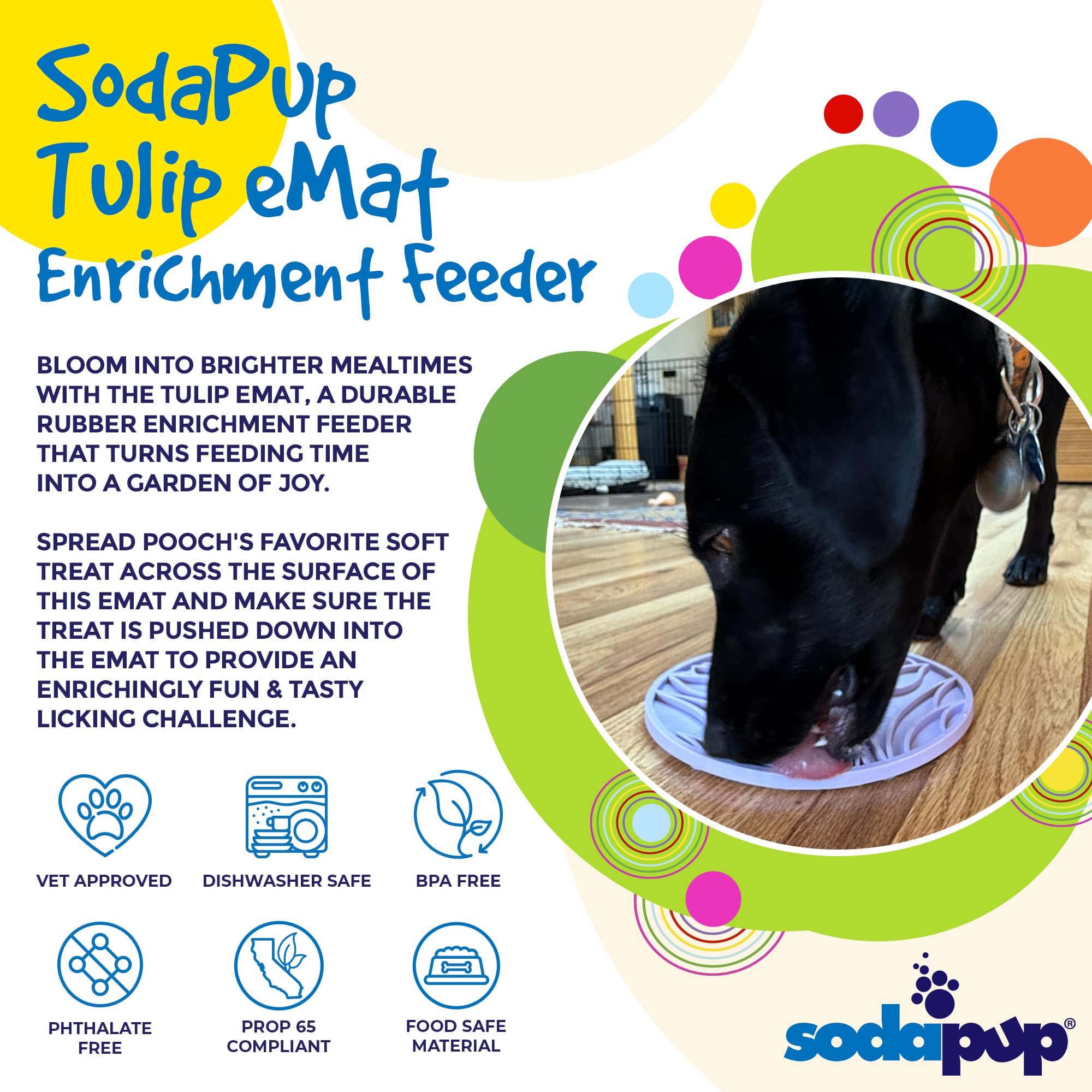 SodaPup Tulip Dog Lick Mat with Suction Cups – Slow Feeder, Enrichment & Anxiety Relief for Dogs
