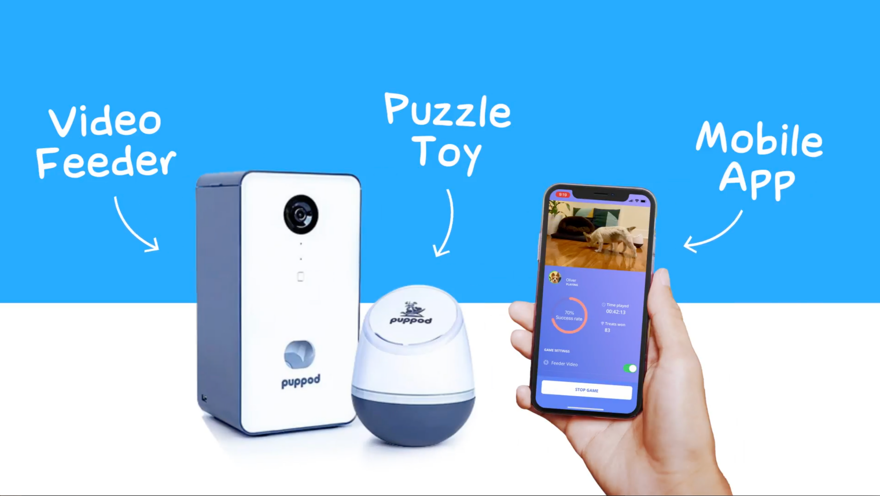 PupPod Gaming, Training, and Enrichment System for Dogs - Positive Reinforcement Puzzle Toy, Video Feeder, and Mobile App