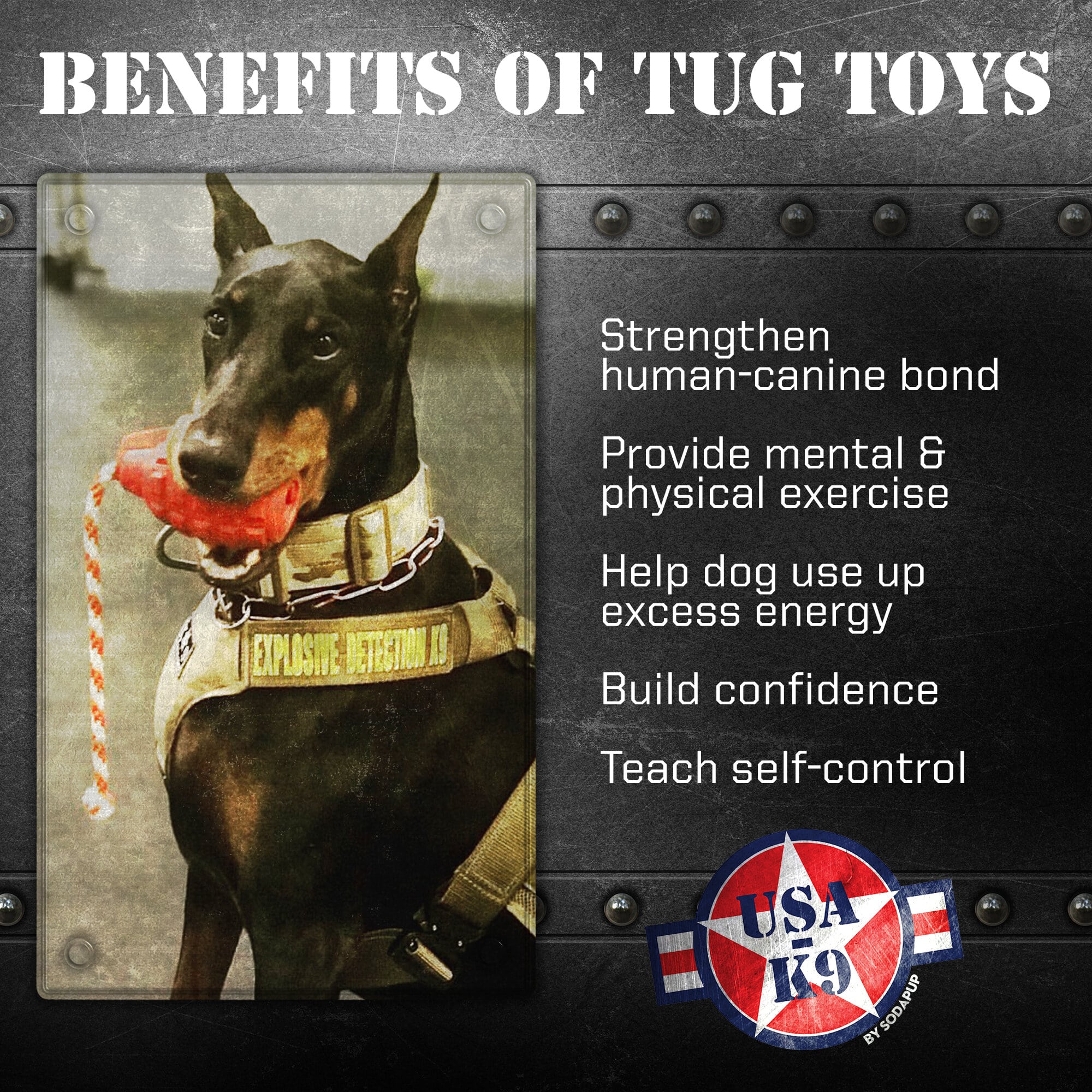 USA-K9 Grenade Dog Toy – Durable Natural Rubber Treat Dispensing Chew Toy for Aggressive Chewers