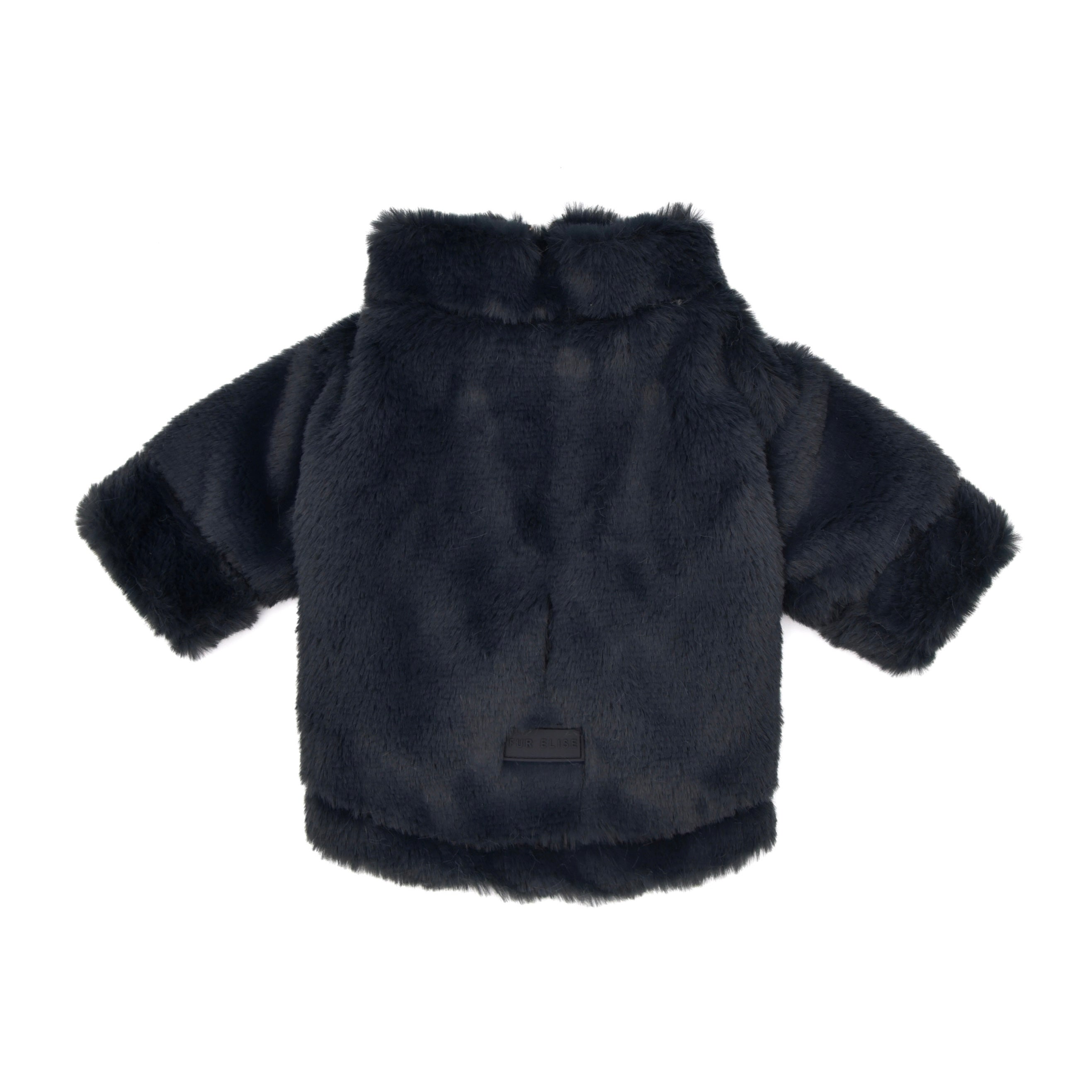 Furi Pet Noir Coat – Luxurious Faux Rabbit Fur Dog Jacket with Gold Zipper & Leash Opening