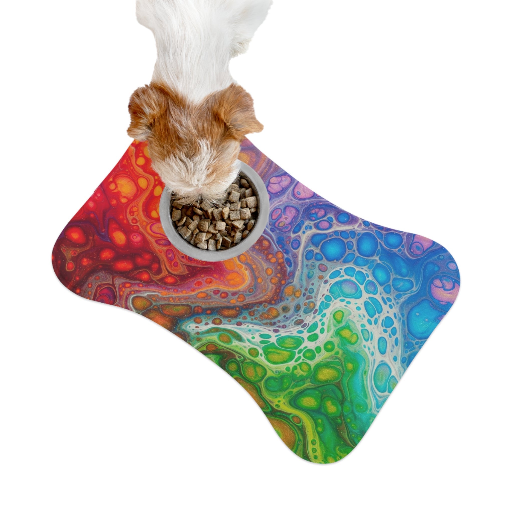 Bespattered Facade Colorful Flow Pet Feeding Mat – Absorbent Non-Slip Dog & Cat Food Mat