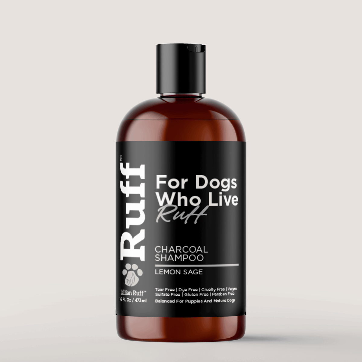 RUFF by Lillian Ruff Activated Charcoal Dog Shampoo – Lemon Sage Odor Neutralizing & Deep Cleansing Shampoo
