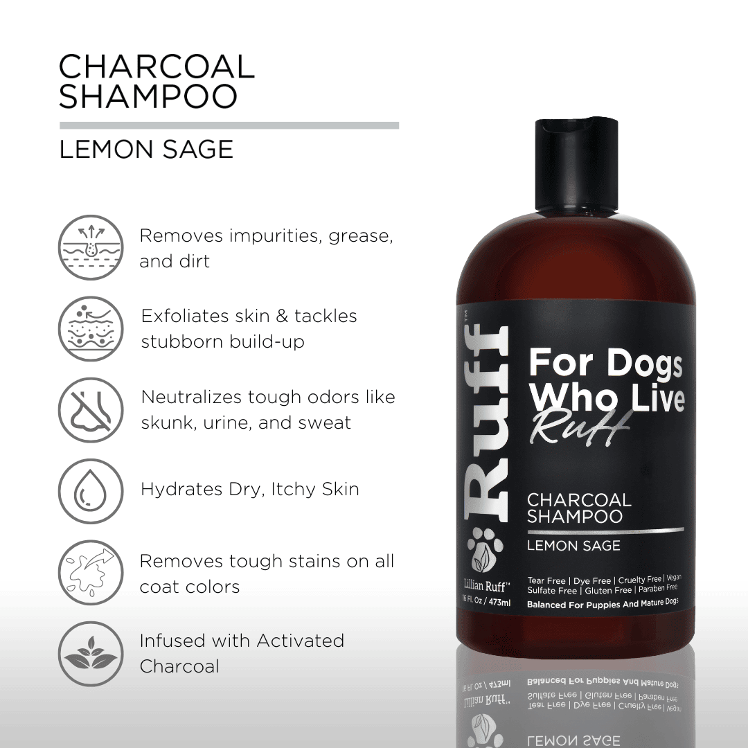 RUFF by Lillian Ruff Activated Charcoal Dog Shampoo – Lemon Sage Odor Neutralizing & Deep Cleansing Shampoo