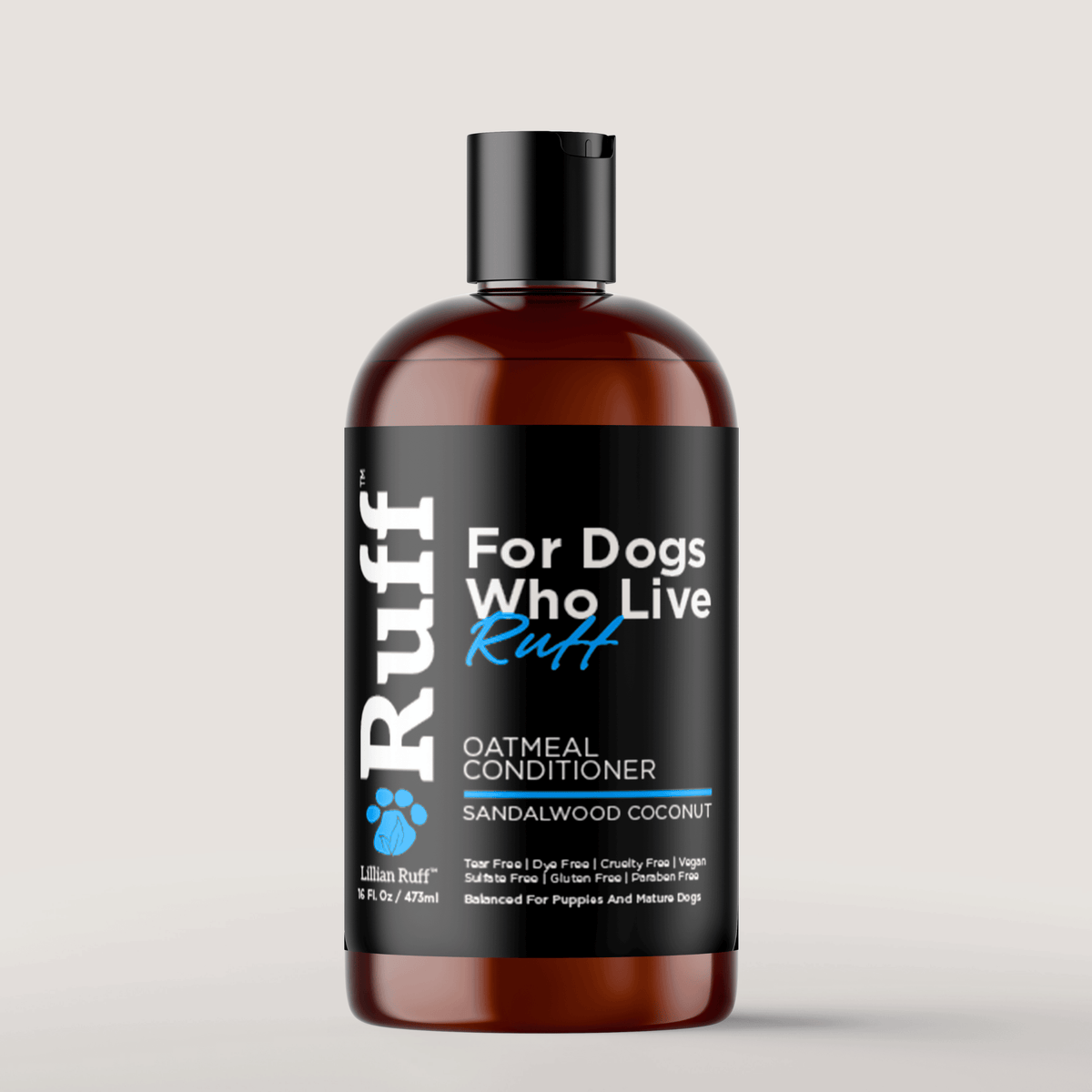 RUFF by Lillian Ruff Oatmeal Dog Conditioner – Sandalwood Coconut Hydrating & Soothing Conditioner