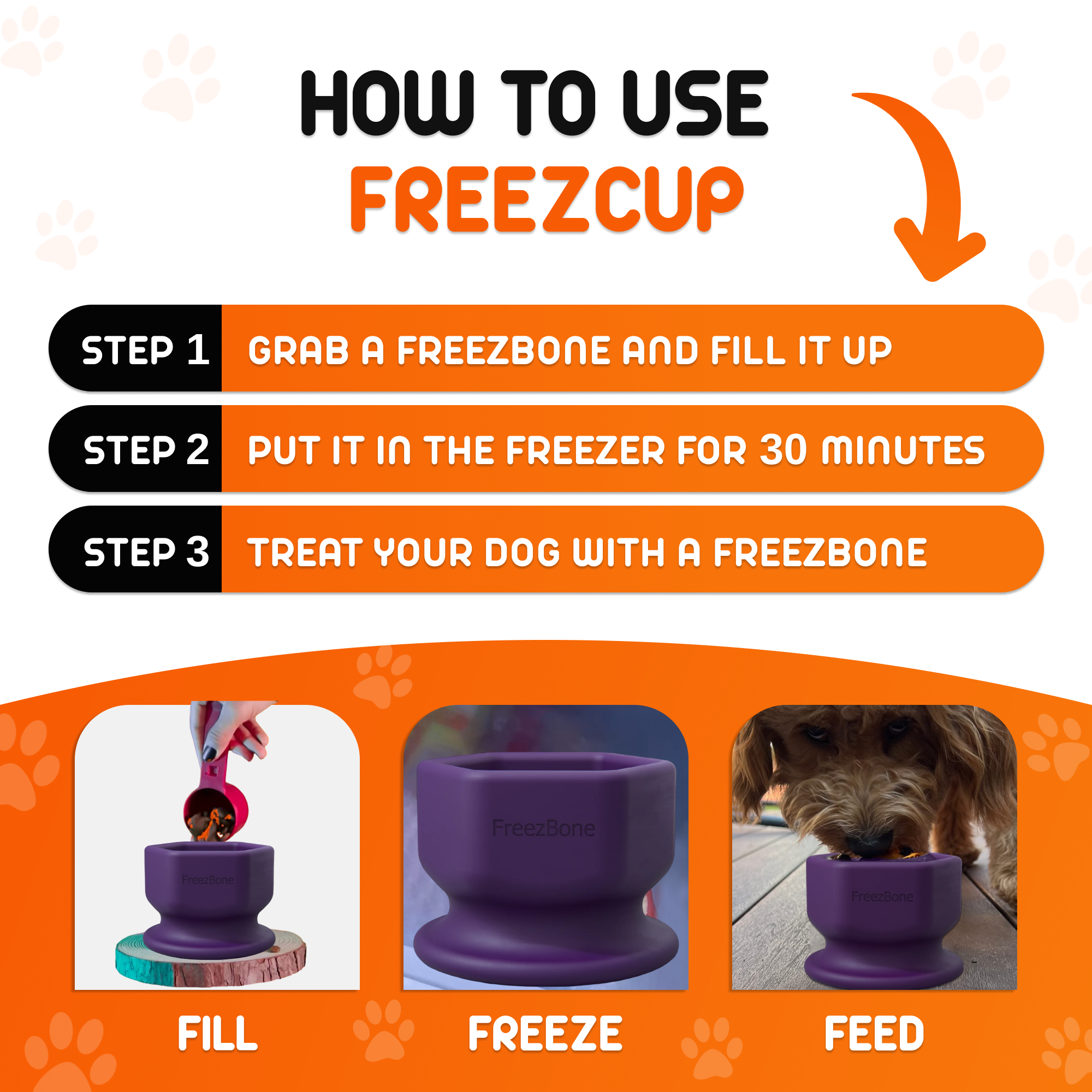 FreezCup Refillable Dog Enrichment Chew Toy – Freezable & Dishwasher Safe