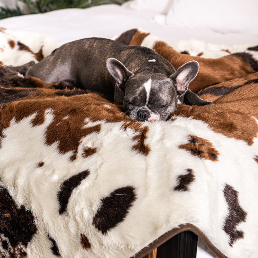 PupProtector™ Waterproof Dog Blanket – Durable, Washable, Throw Furniture Protector for Pets - Brown Faux Cowhide