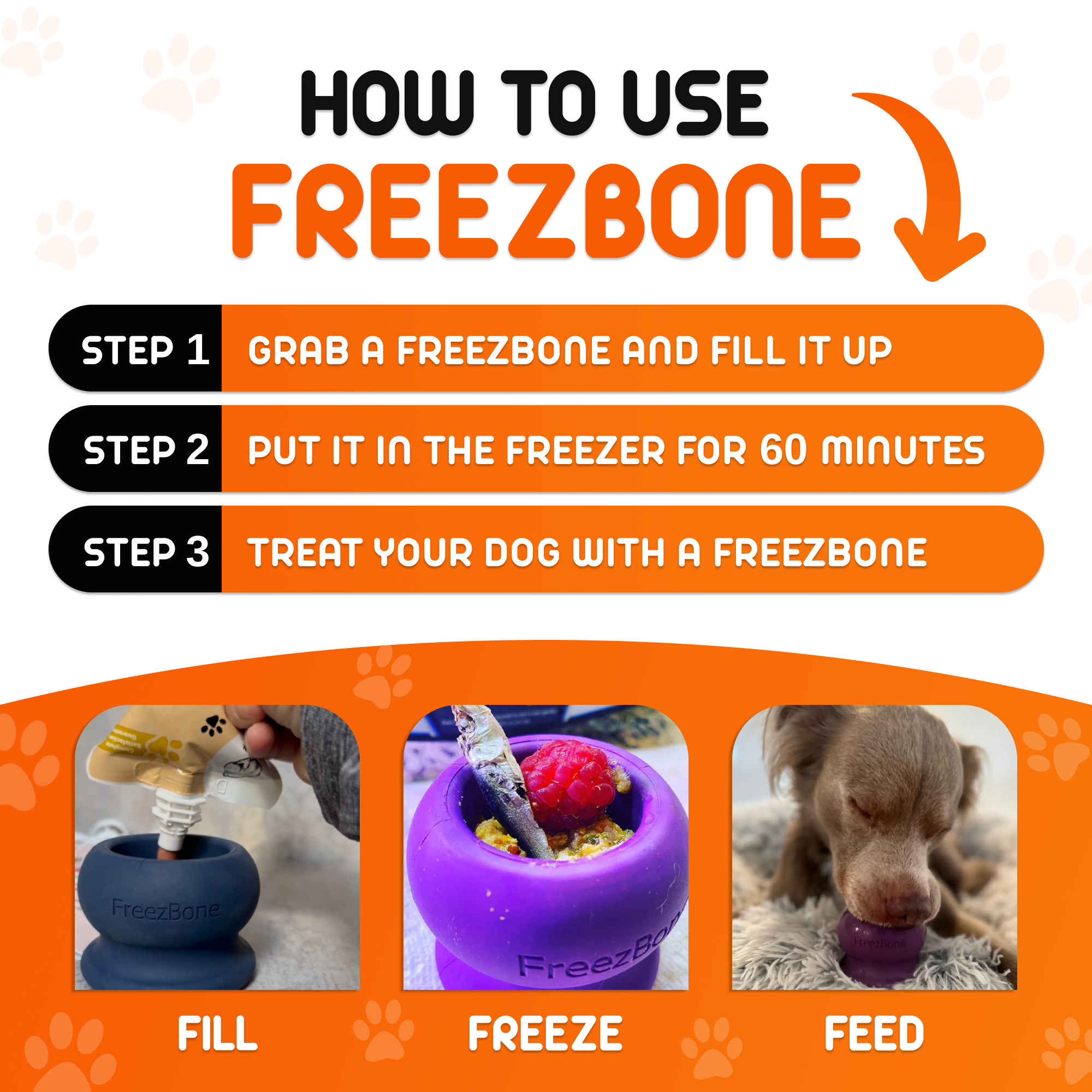 Freezball – Durable Fillable Dog Chew Bone & Freezable Enrichment Toy