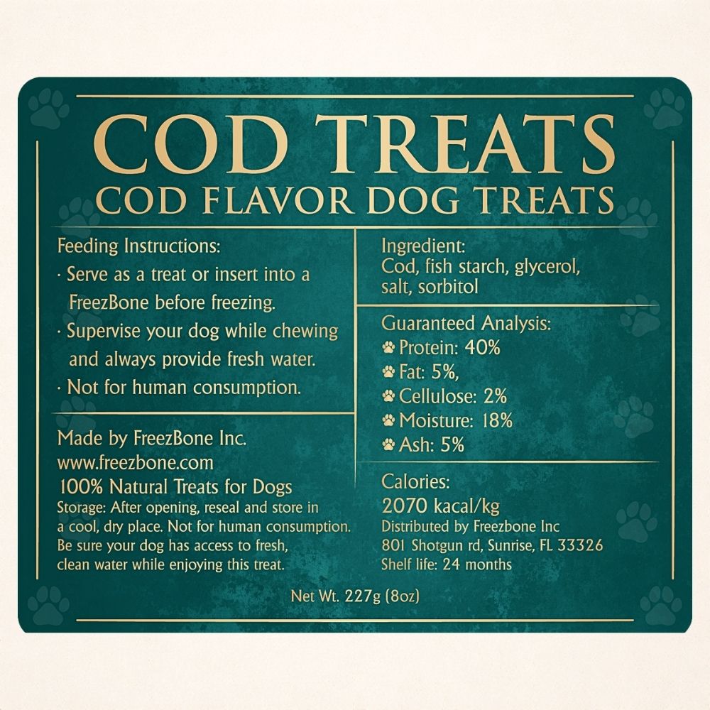 FreezBone Cod Dog Treats – High-Protein Soft Training Treats Made with Real Cod (Value Size 8 oz)