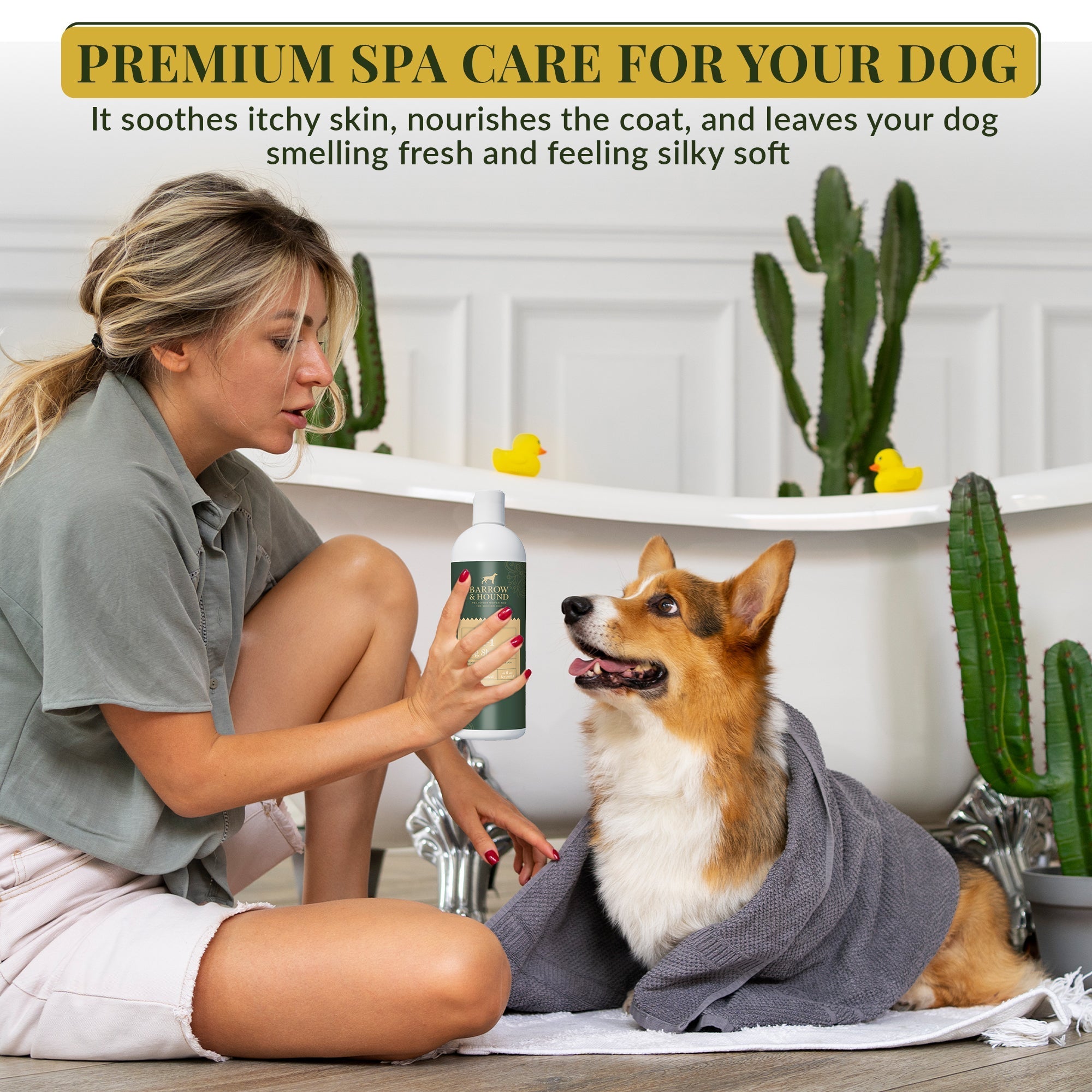 Barrow & Hound 5-in-1 Luxury Dog Shampoo – Coconut, Oatmeal & Aloe for Sensitive Skin (16 oz)