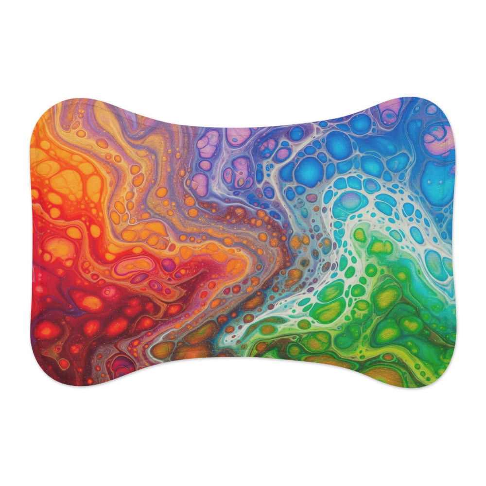 Bespattered Facade Colorful Flow Pet Feeding Mat – Absorbent Non-Slip Dog & Cat Food Mat