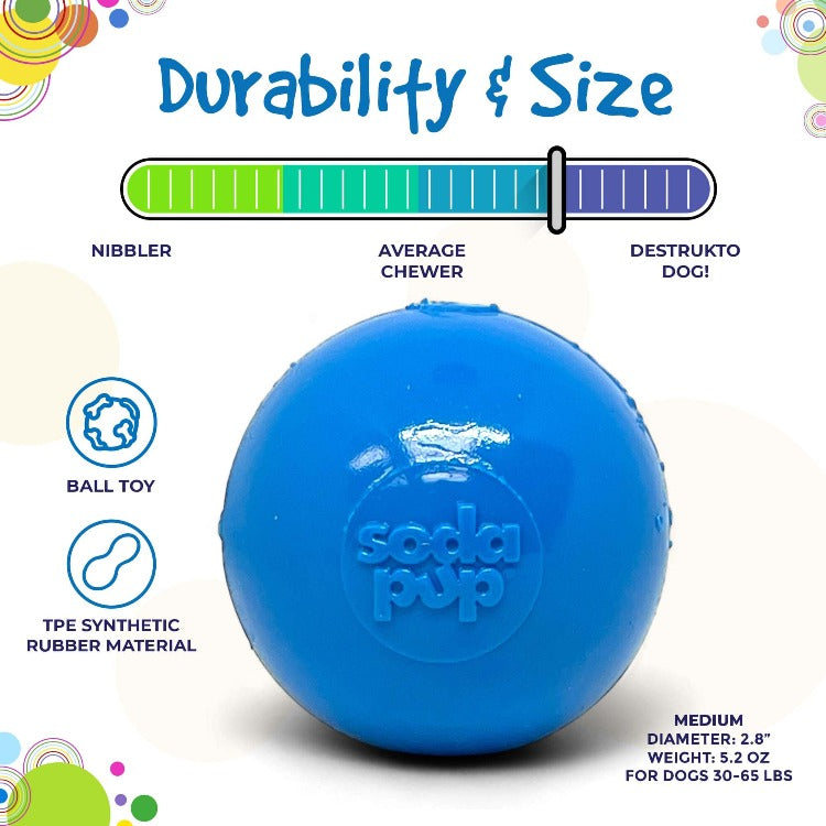 SodaPup Squeak Ball Dog Toy – Durable Floating Squeaky Fetch & Chew Toy (USA Made)