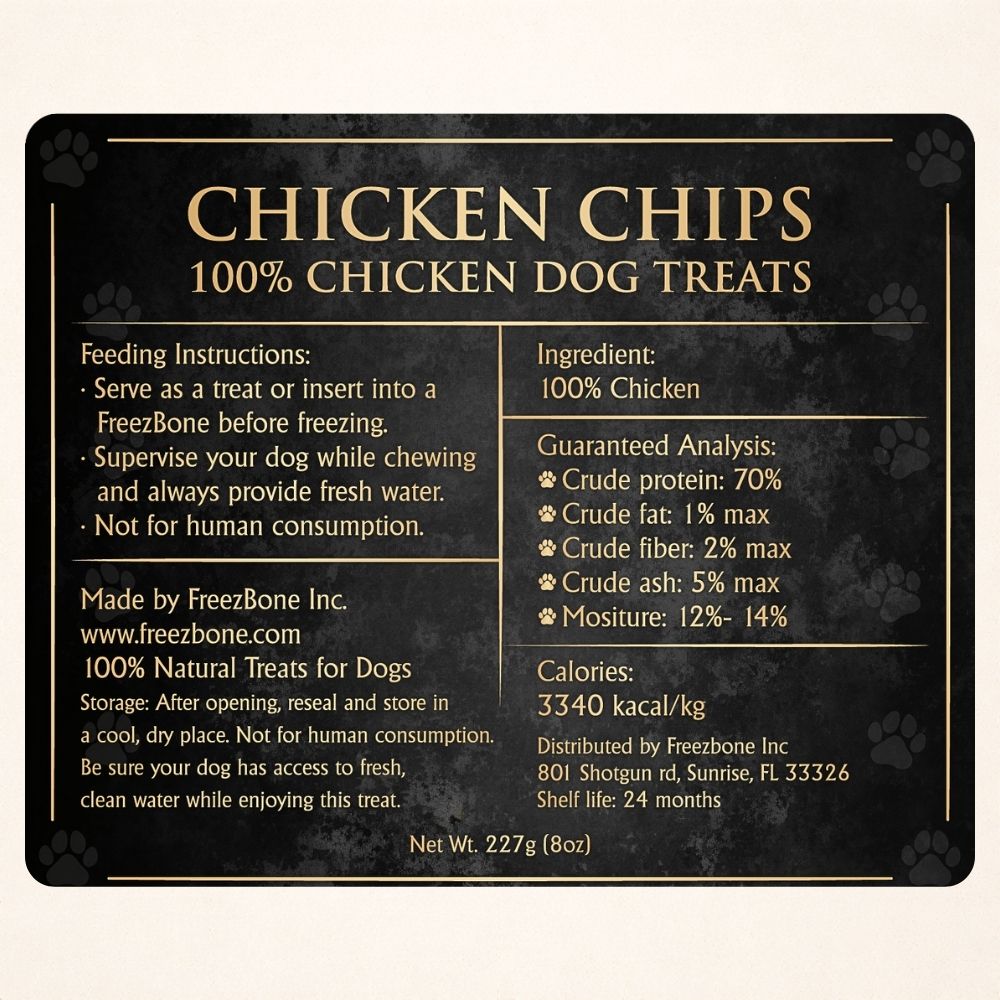 FreezeBone Chicken Chips Dog Treats – Single Ingredient High-Protein Treats (8oz Value Size)