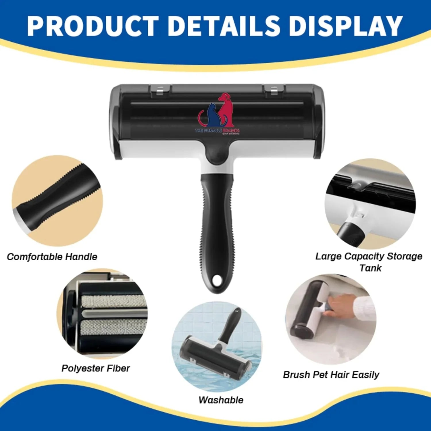 The Miracle Brands™ Pet Hair & Lint Remover – Reusable Self-Cleaning Roller Brush for Furniture, Clothes & Car Seats