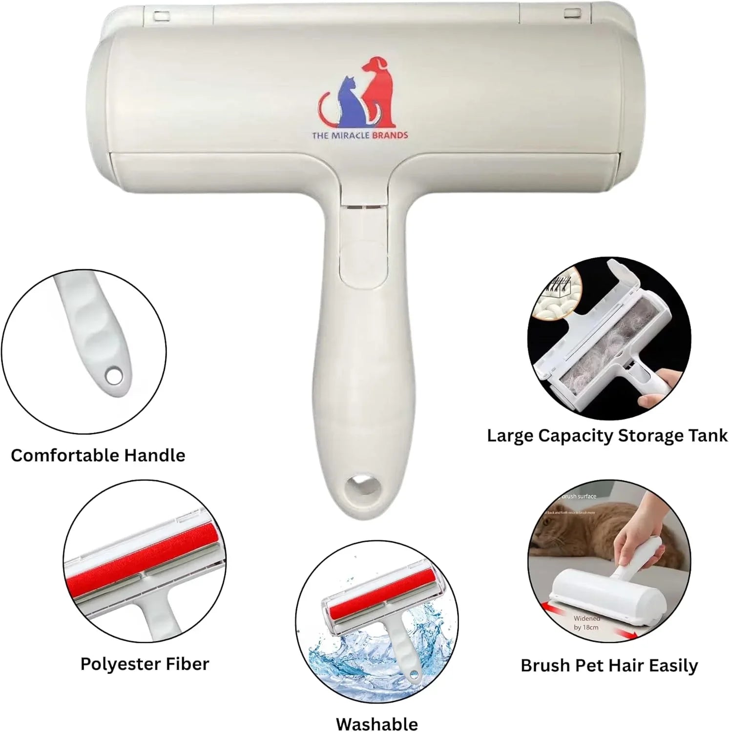 Miracle Brands Reusable Pet Hair Remover Roller – Red | Self-Cleaning & Eco-Friendly