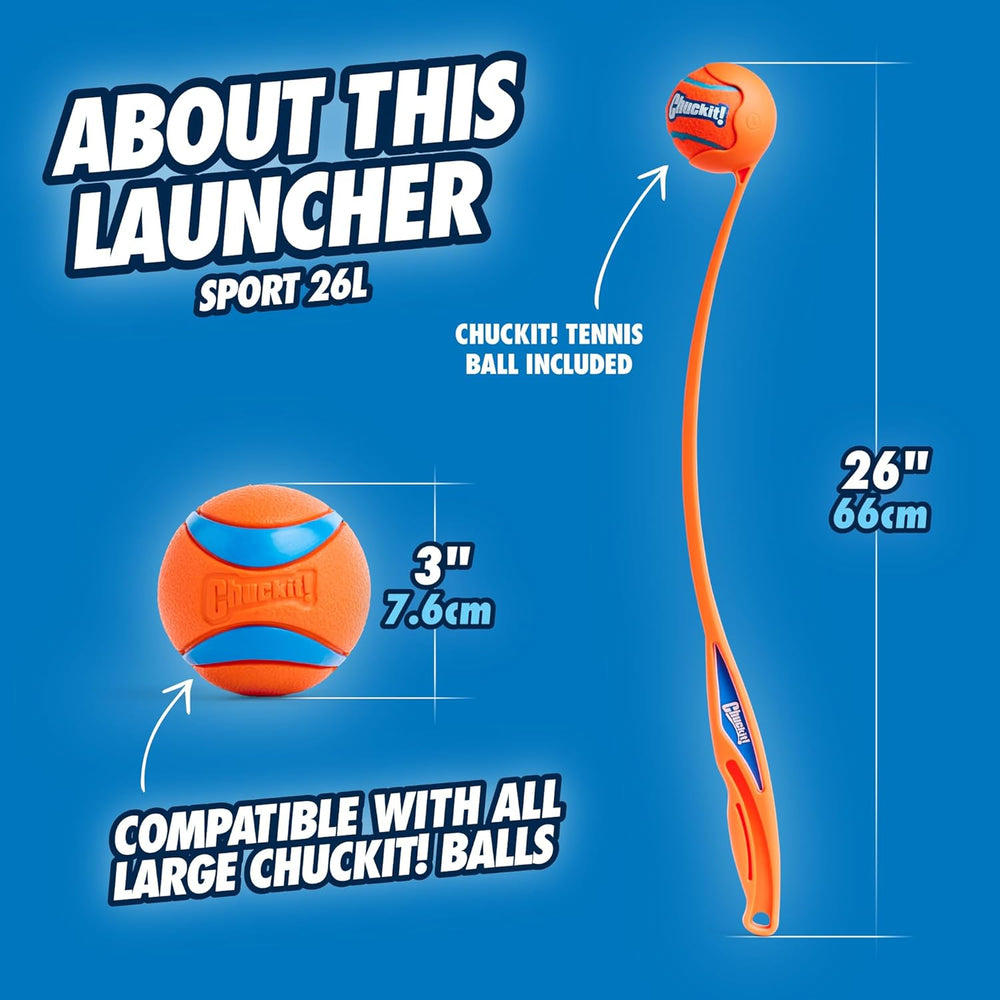 Chuckit! Pro Ball Launcher for Large Dogs – 3” Tennis Ball Compatible Fetch Toy