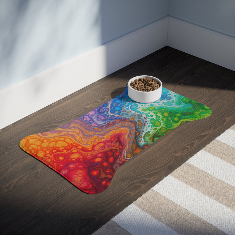 Bespattered Facade Colorful Flow Pet Feeding Mat – Absorbent Non-Slip Dog & Cat Food Mat