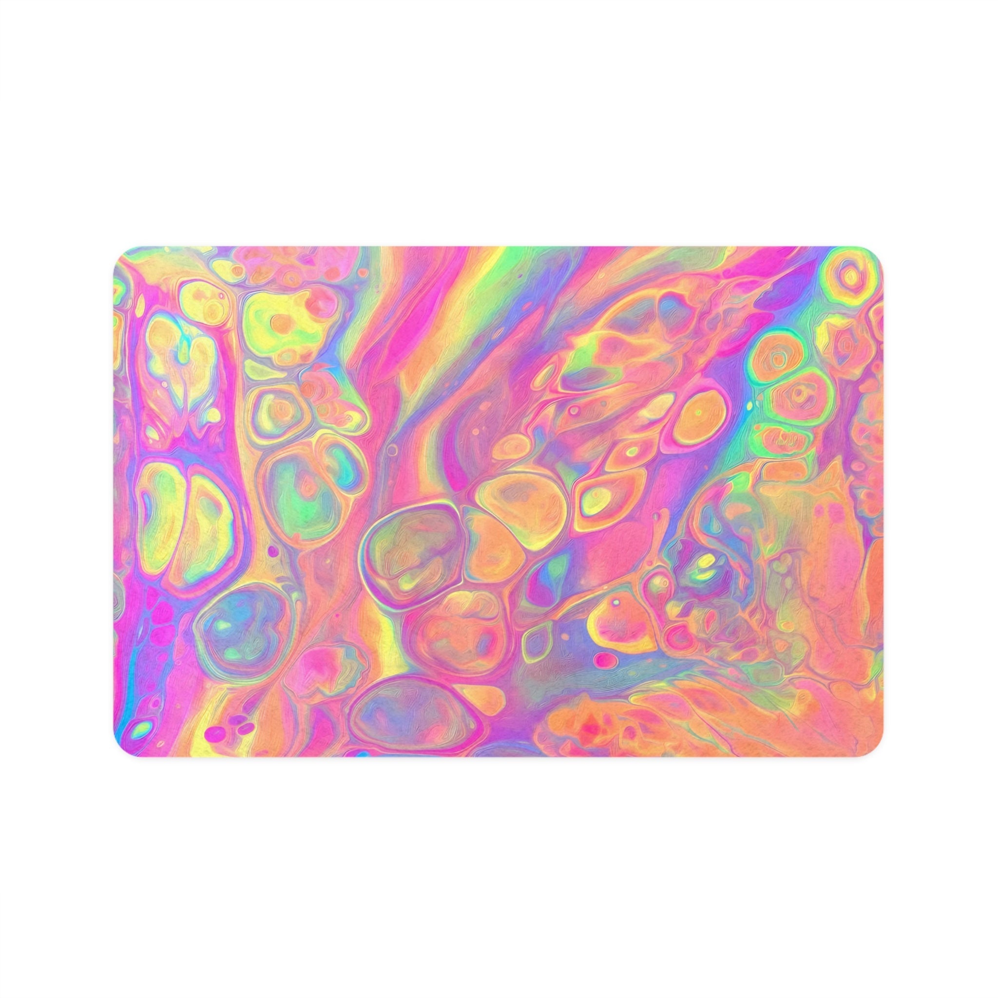 Bespattered Facade Rainbow Sherbet Pet Food Mat – Non-Slip Dog & Cat Feeding Mat, 12" x 18"