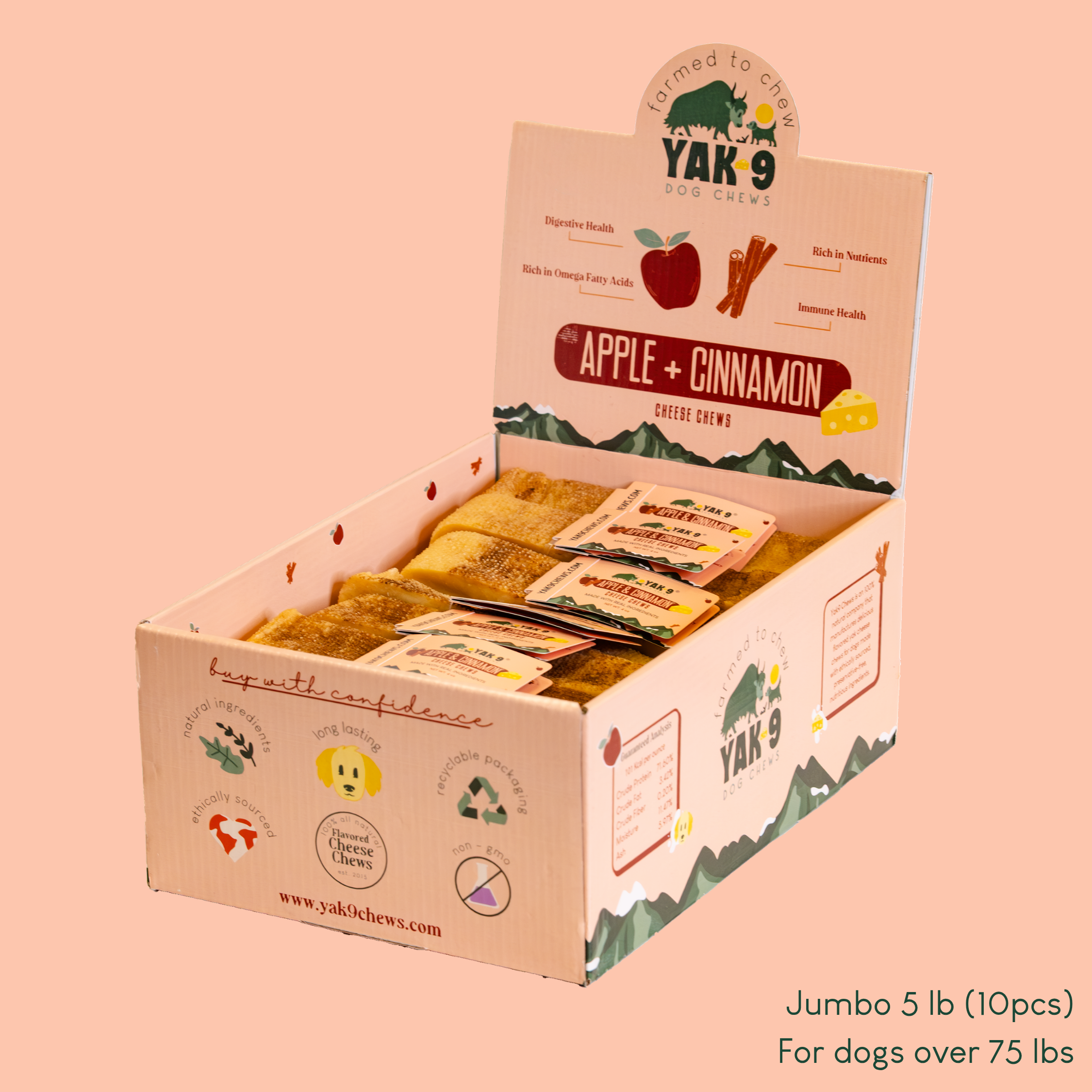Yak9 Chew Apple Cinnamon Yak Cheese Dog Chews – Long-Lasting Natural Dental Chews