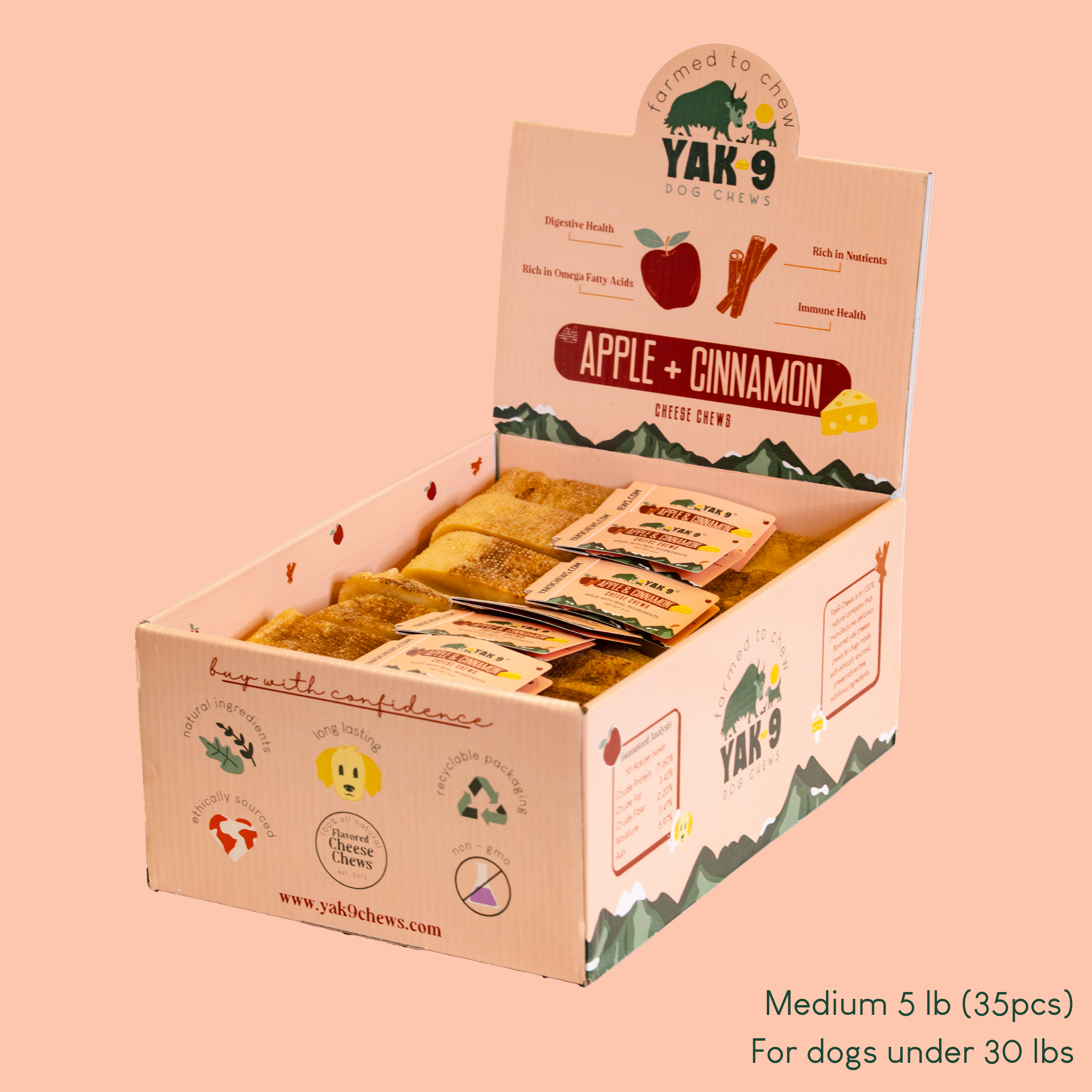Yak9 Chew Apple Cinnamon Yak Cheese Dog Chews – Long-Lasting Natural Dental Chews