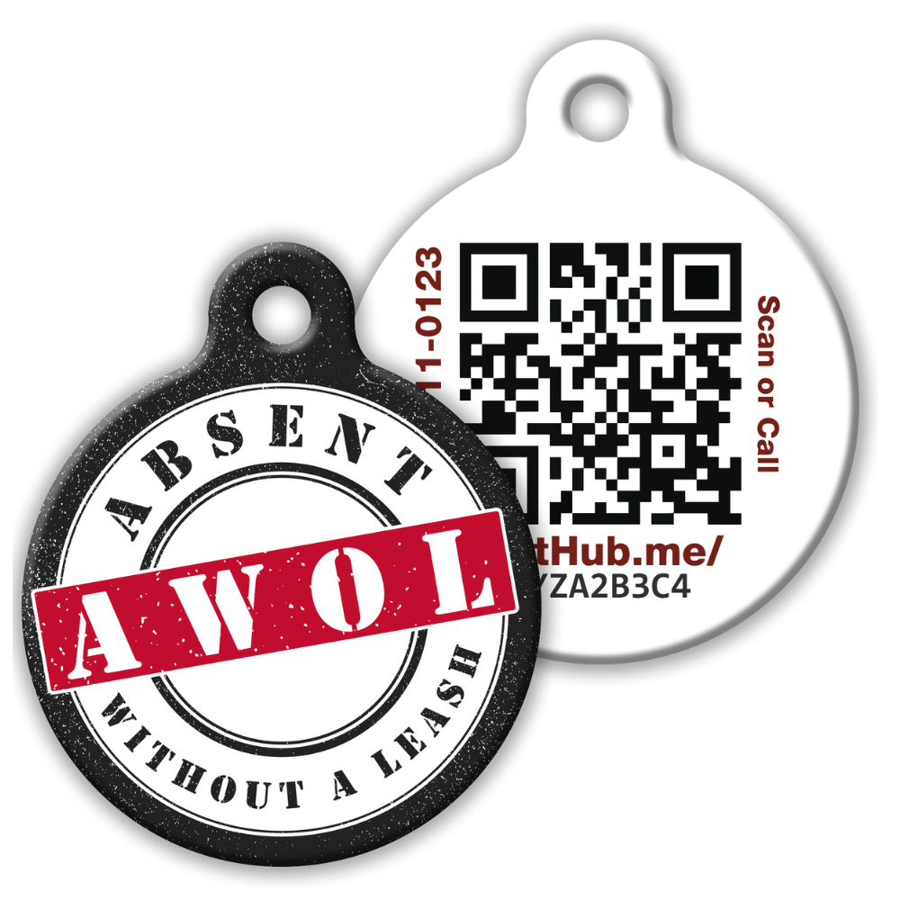PetHub QR Pet ID Tag – AWOL (Absent Without a Leash)Smart Lost Pet Tag