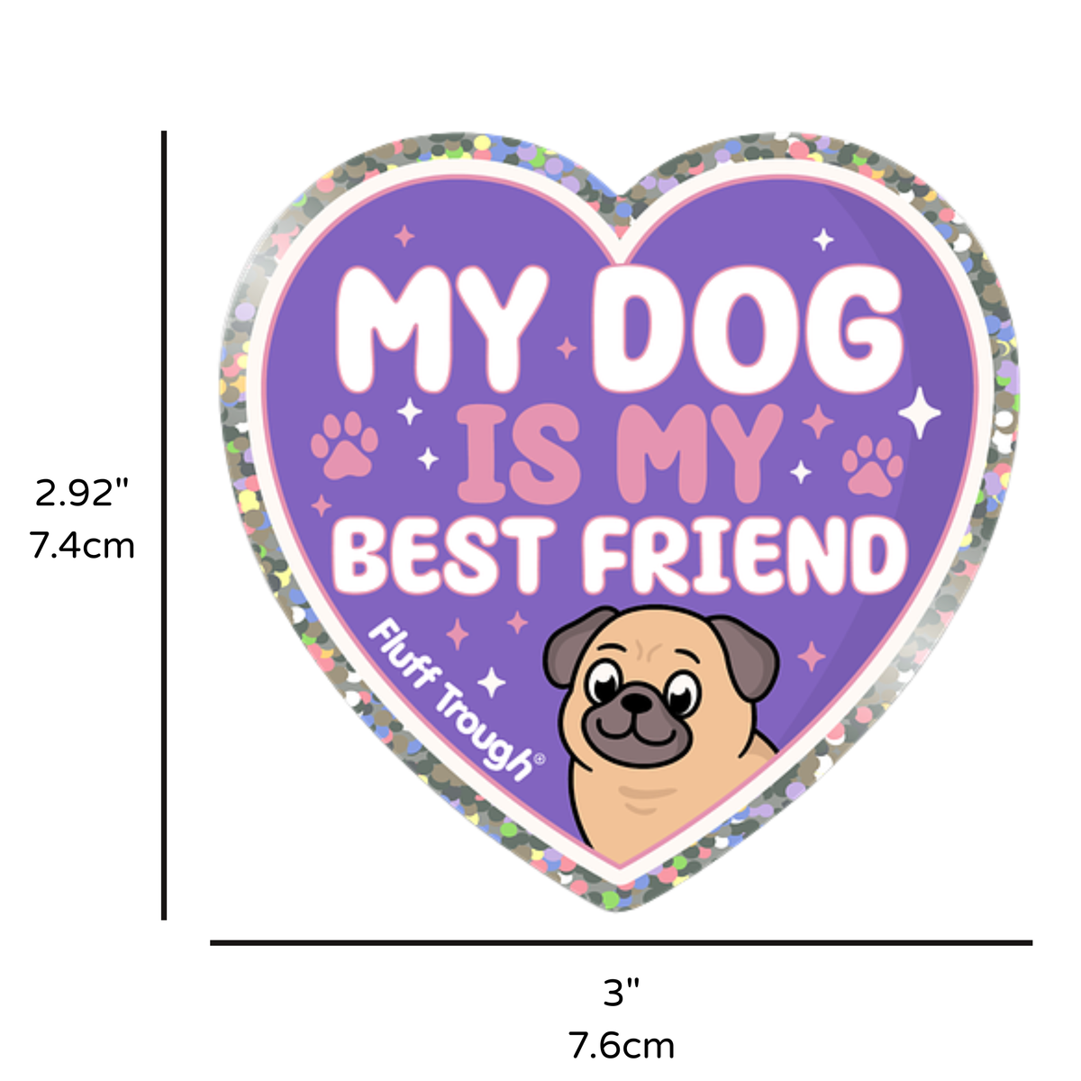 Glitter Heart Dog Lover Sticker – Shimmery Waterproof Vinyl Decal