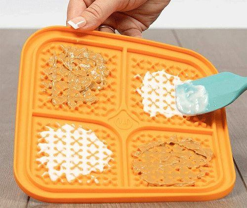 Boredom Busters Indulge Orange Licking Mat for Dogs & Cats – Large/XL Slow Feeder