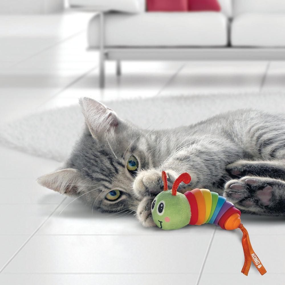 KONG Bat-a-Bout Clackz Caterpillar – Interactive Cat Toy with Catnip