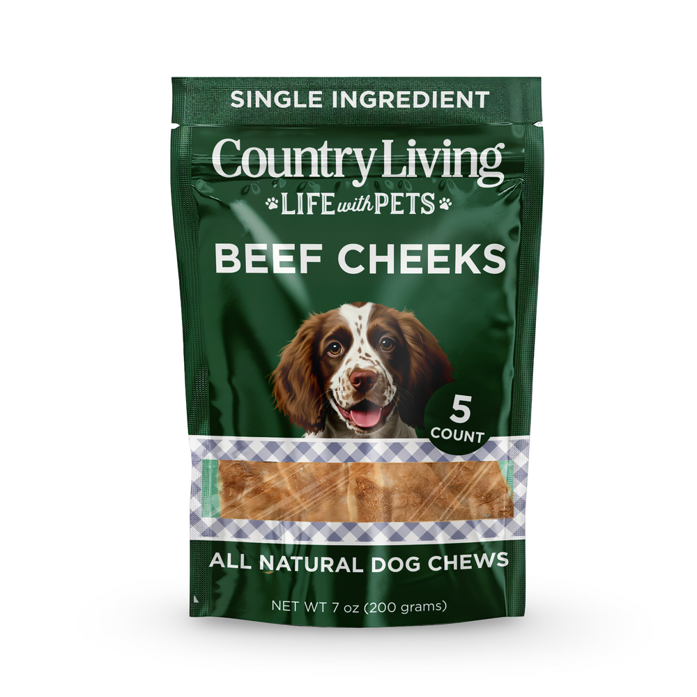 Country Living 4” x 4” Beef Cheek Chip Dog Treats – Chicken Flavor | 5-Pack All-Natural, Crunchy, Rawhide-Free Chews