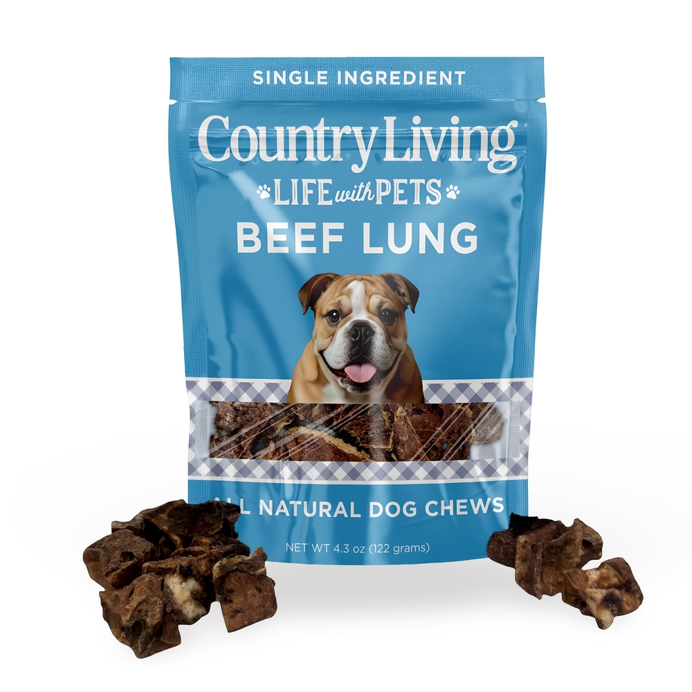 Country Living 4”–6” Beef Lung Slices Dog Treats | 8 oz All-Natural High-Protein Low-Fat Single-Ingredient Crunchy Dog Treats