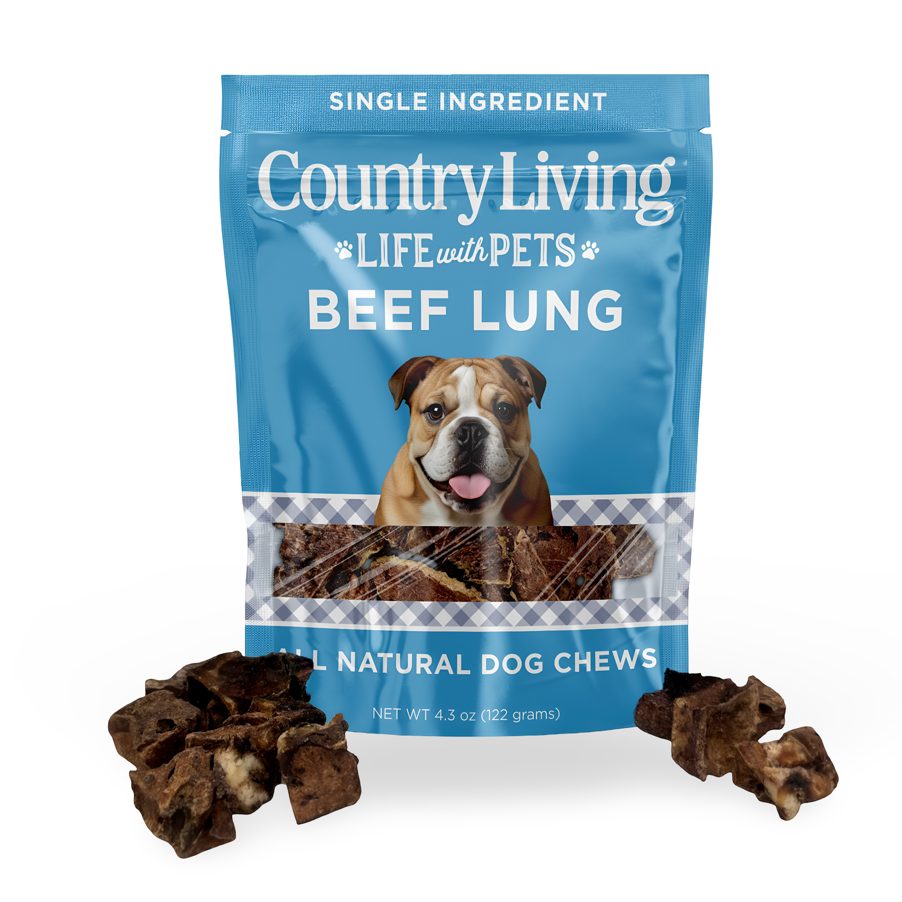 Country Living 4”–6” Beef Lung Slices Dog Treats | 8 oz All-Natural High-Protein Low-Fat Single-Ingredient Crunchy Dog Treats