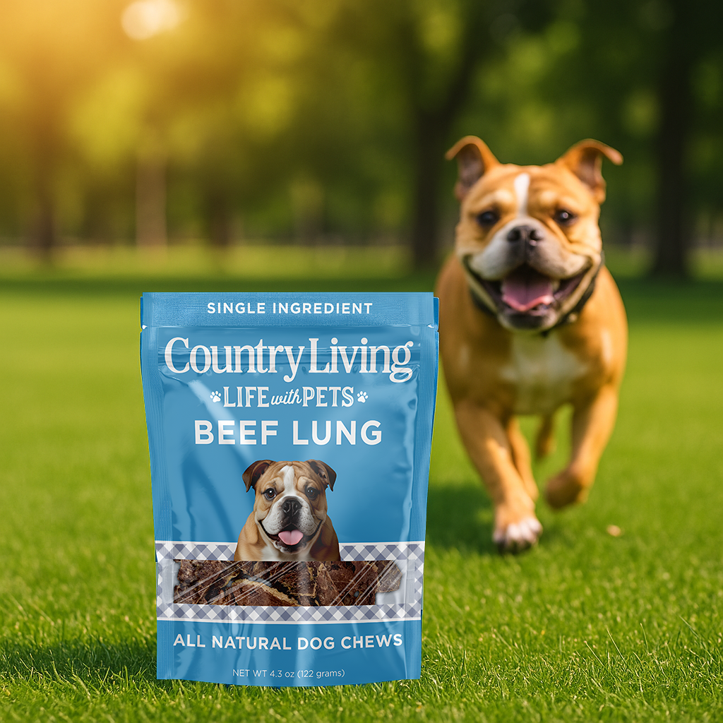 Country Living 4”–6” Beef Lung Slices Dog Treats | 8 oz All-Natural High-Protein Low-Fat Single-Ingredient Crunchy Dog Treats
