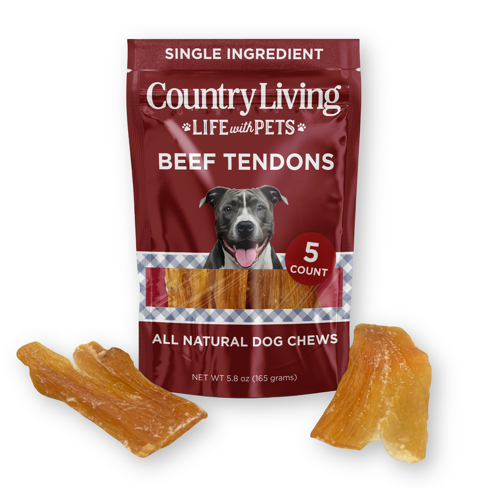 Country Living Beef Backstrap Tendon Dog Chews | 5-Pack All-Natural Long-Lasting Rawhide-Free Treats