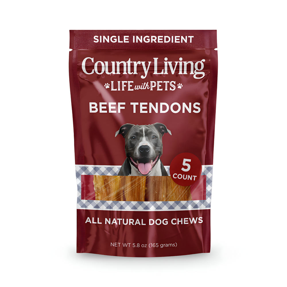 Country Living Beef Backstrap Tendon Dog Chews | 5-Pack All-Natural Long-Lasting Rawhide-Free Treats