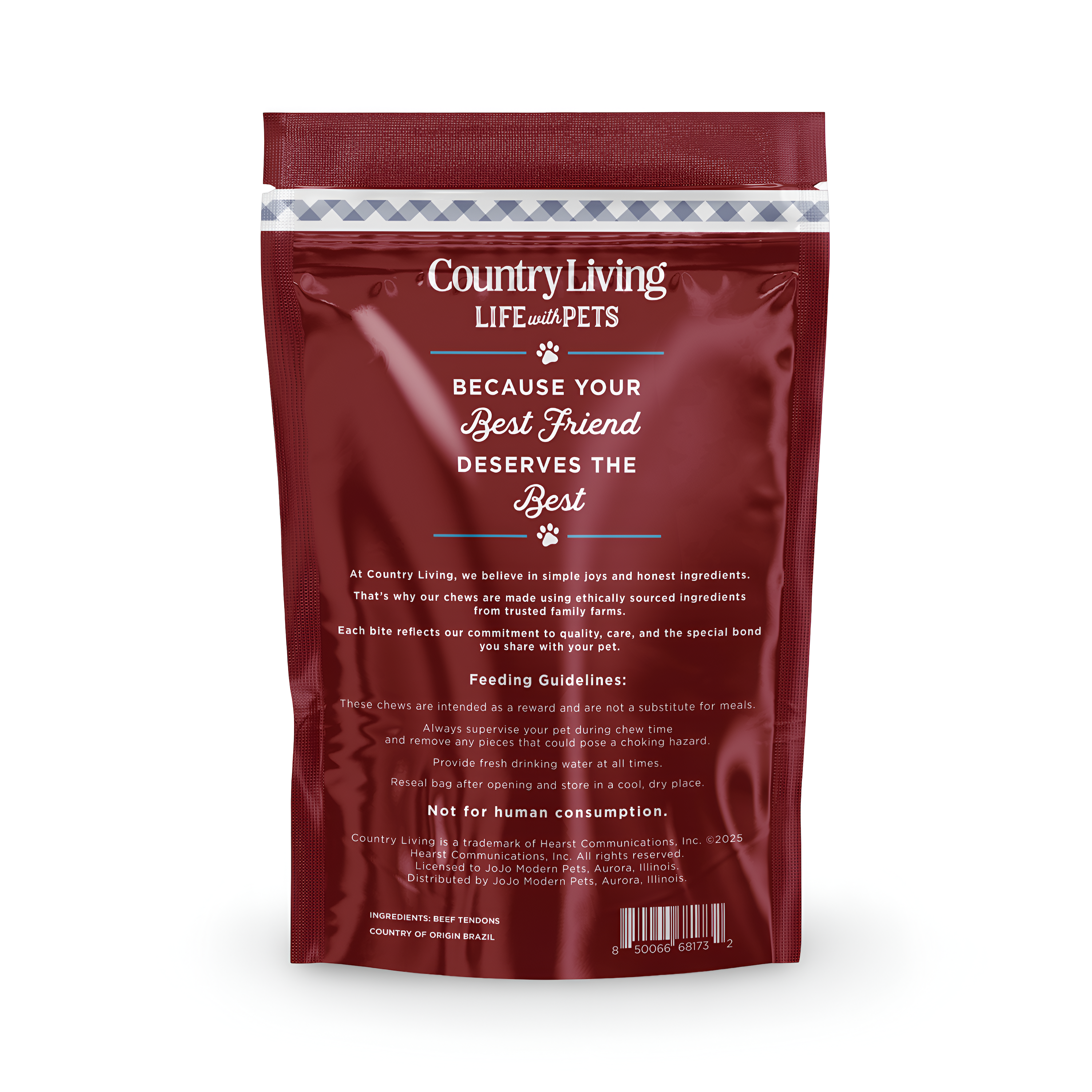 Country Living Beef Backstrap Tendon Dog Chews | 5-Pack All-Natural Long-Lasting Rawhide-Free Treats