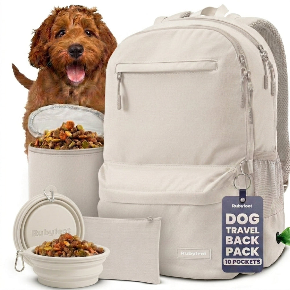 Rubyloo The Original Doggy Bag™ Backpack for Dog Supplies – Airline-Approved Dog Travel Backpack with Food Storage & Collapsible Bowls