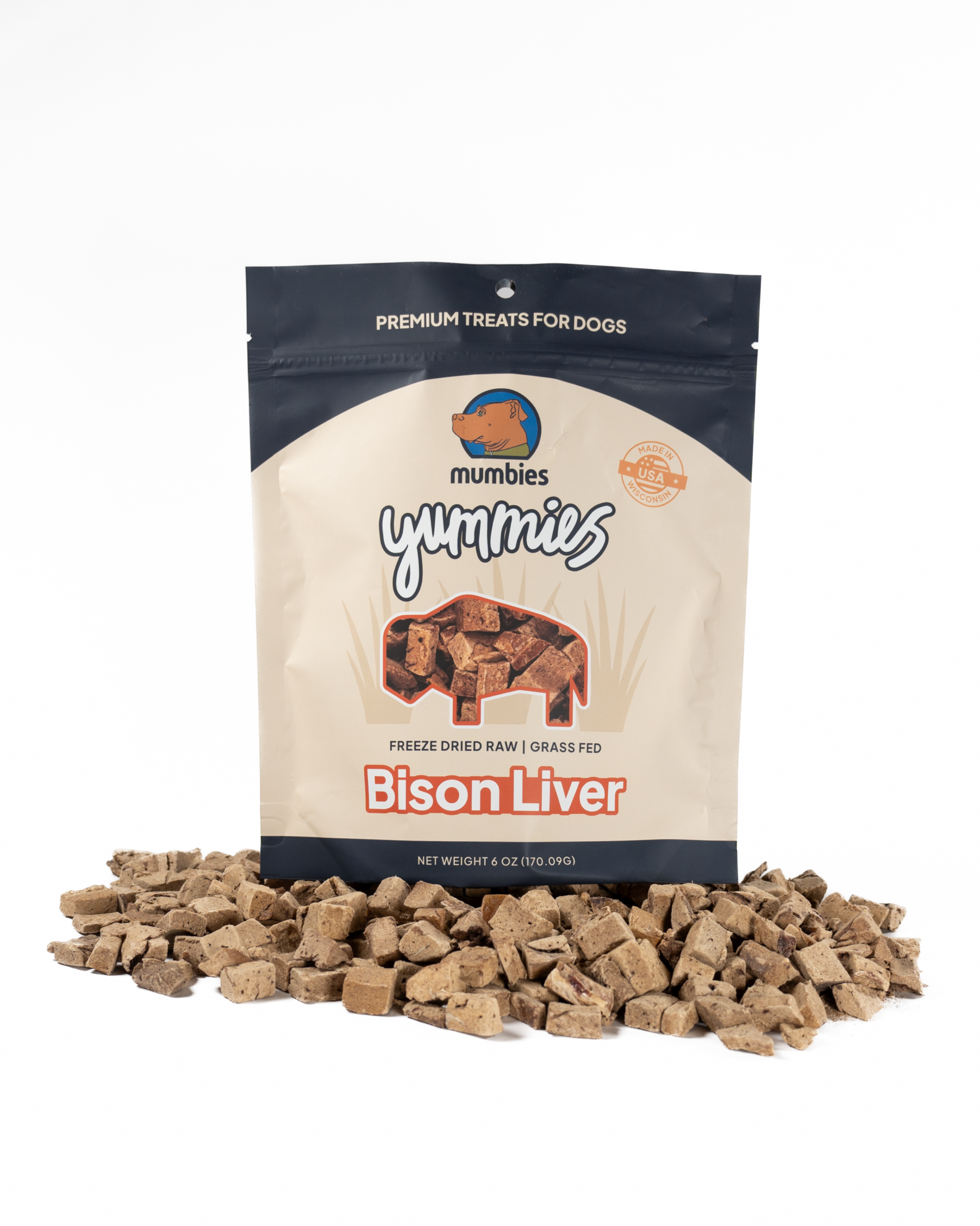 Mumbies Yummies Freeze-Dried Bison Liver Dog Treats – High-Protein Single-Ingredient Raw Organ Meat Made in the USA