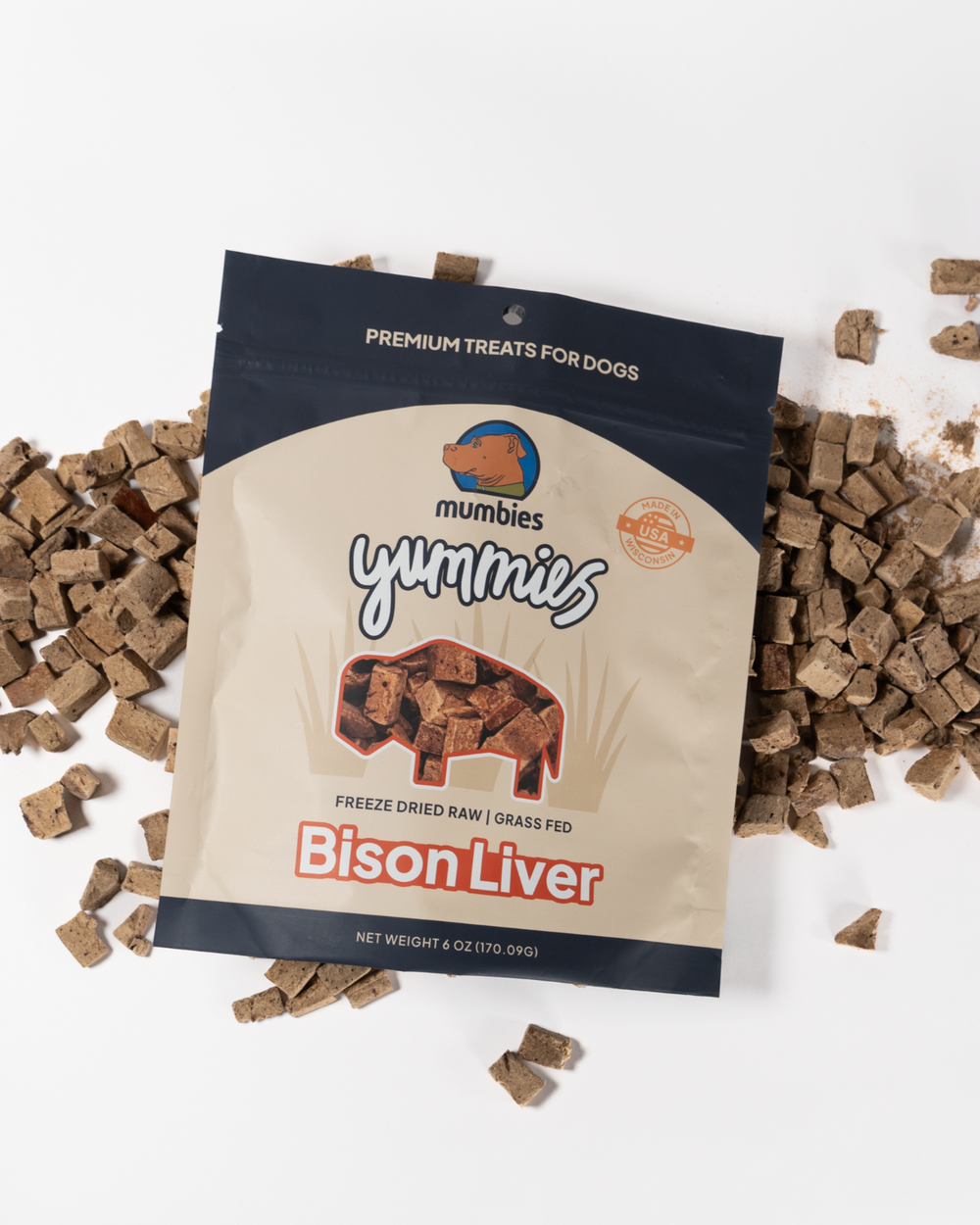 Mumbies Yummies Freeze-Dried Bison Liver Dog Treats – High-Protein Single-Ingredient Raw Organ Meat Made in the USA